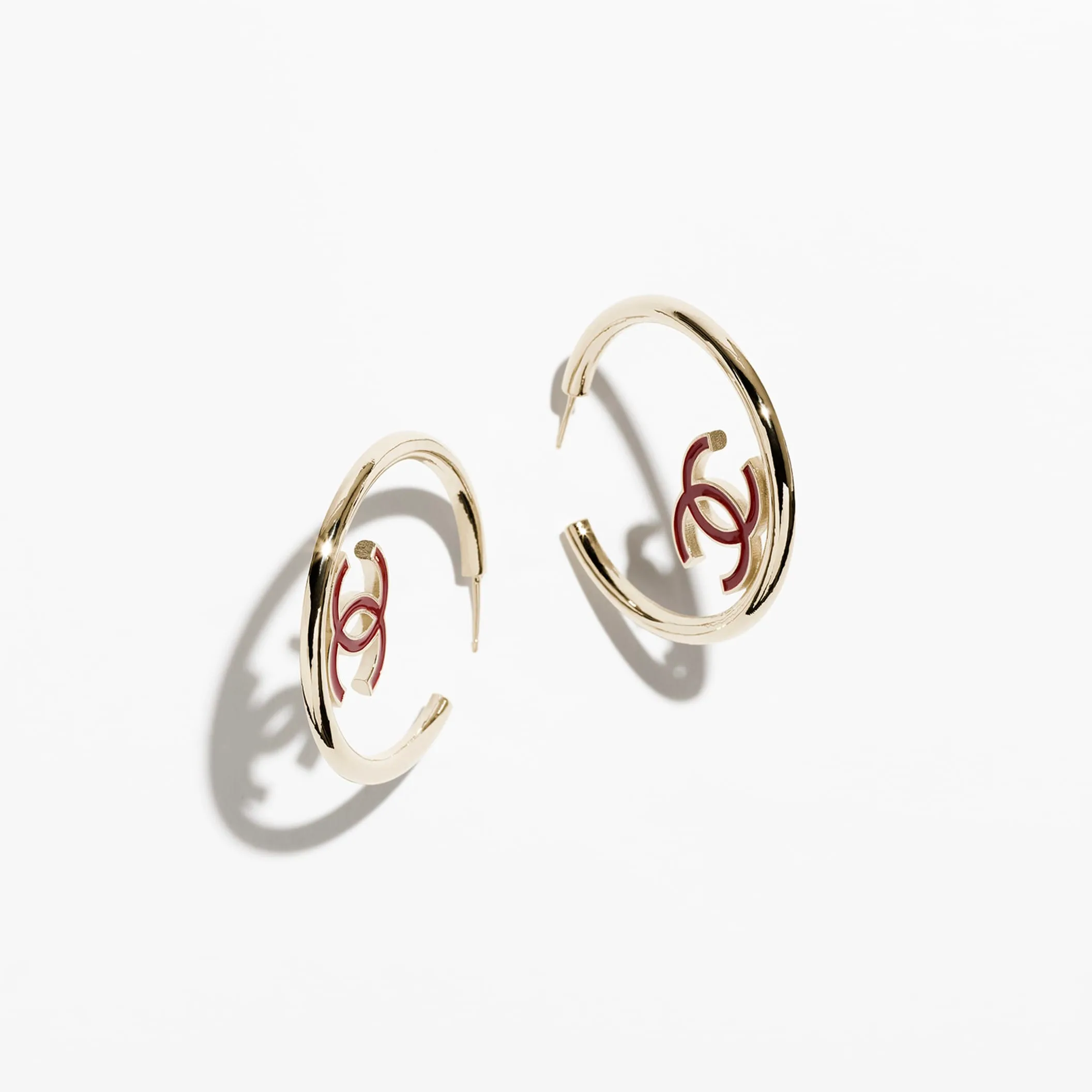 Black Red & Gold hoop Fake chanel earrings