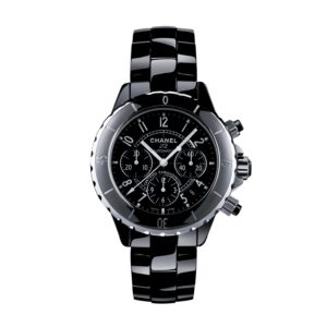 Fake Chanel Watch J12 Chronograph Watch 41 mm Black highly resistant ceramic and steel