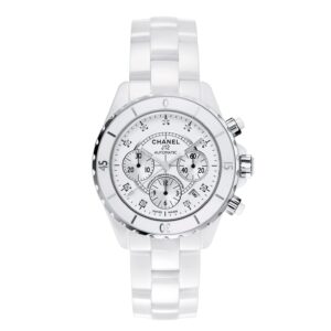 Fake Chanel Watch J12 Chronograph Watch 41 mm White highly resistant ceramic and steel diamond indicators