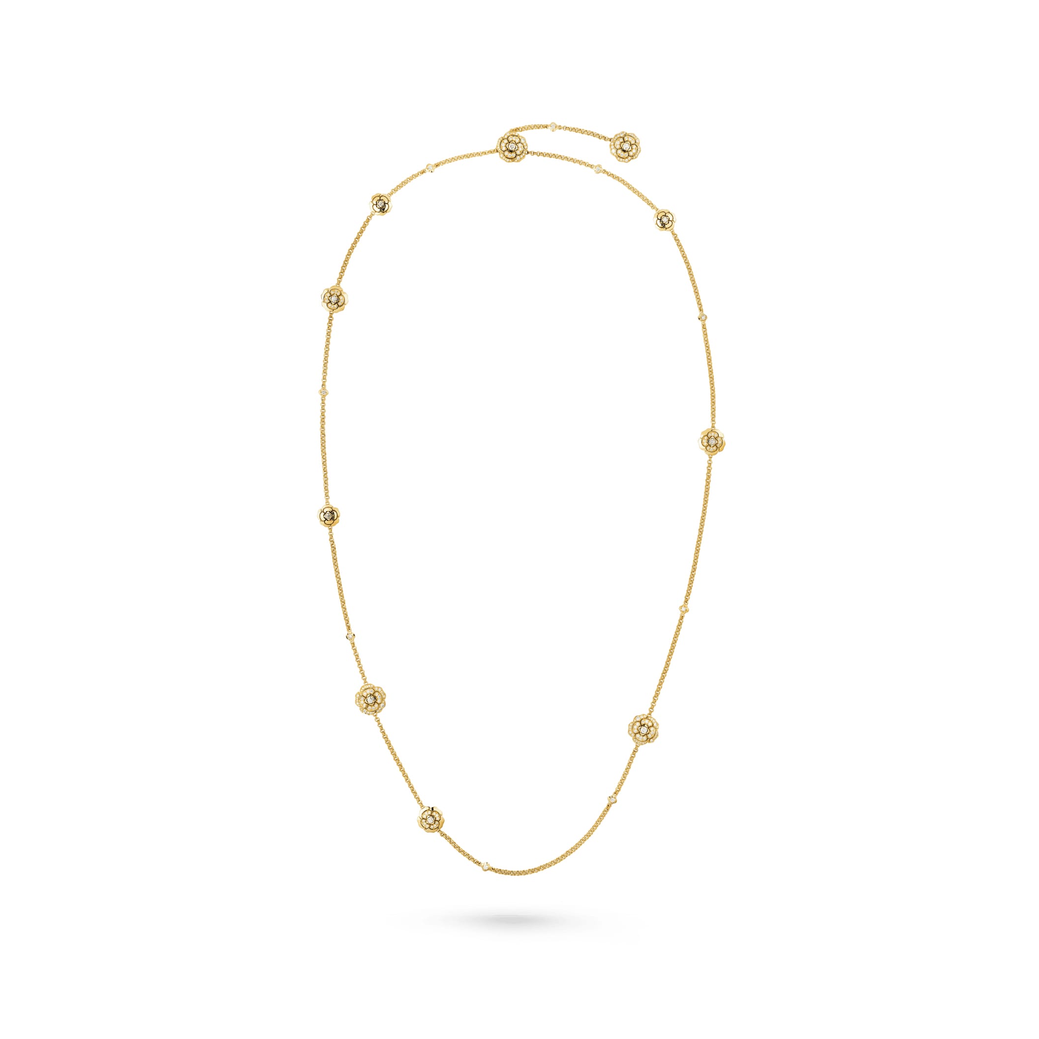 Les infinis de Camelia Transformable long fake chanel necklace 18K yellow gold diamonds