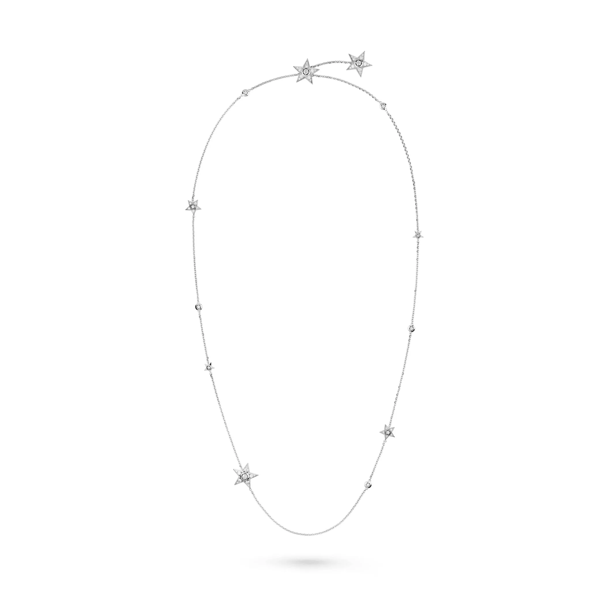 Les infinis de Comete Transformable long fake chanel necklace 18K white gold diamonds