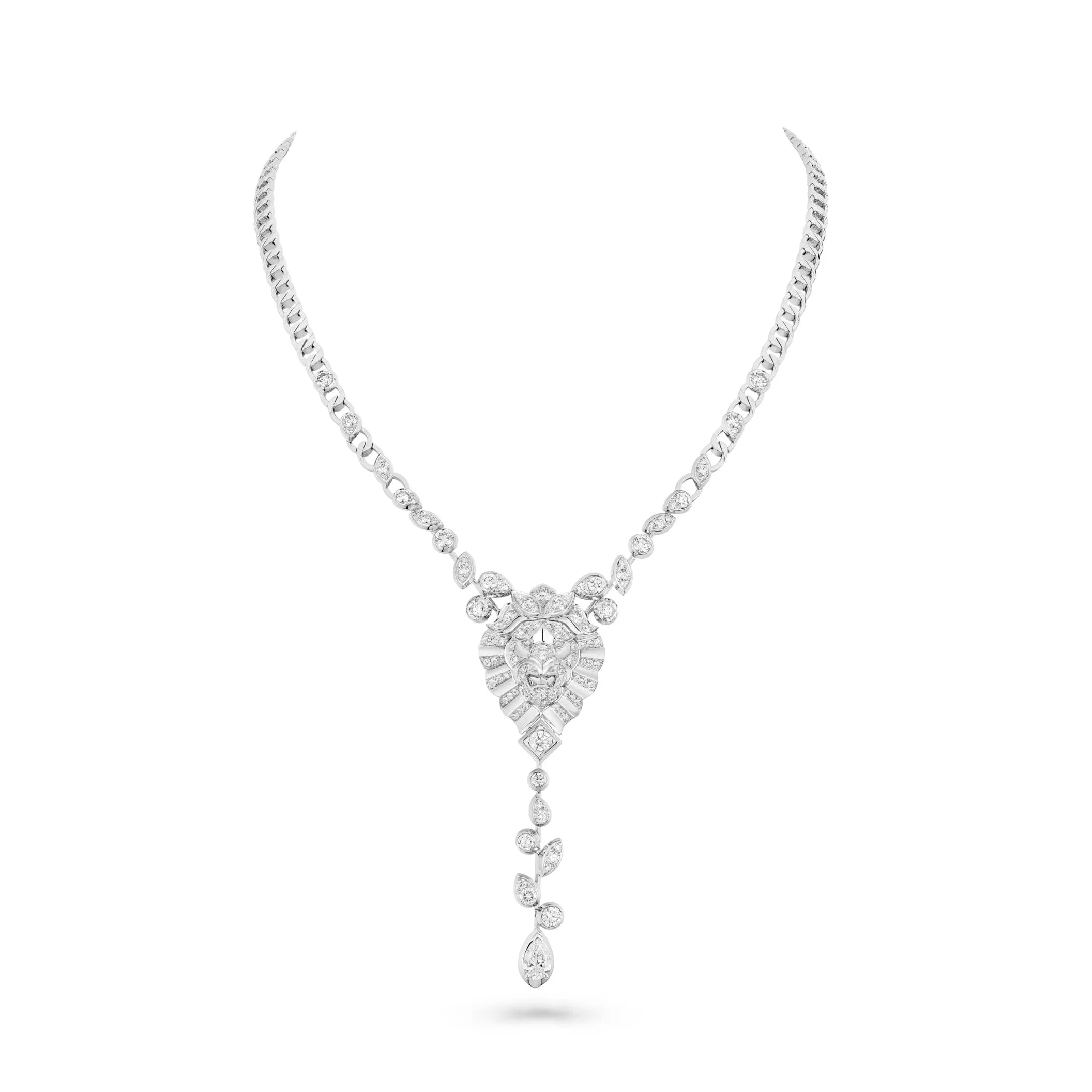 LION SOLAIRE DE CHANEL fake chanel necklace 18K white gold diamonds