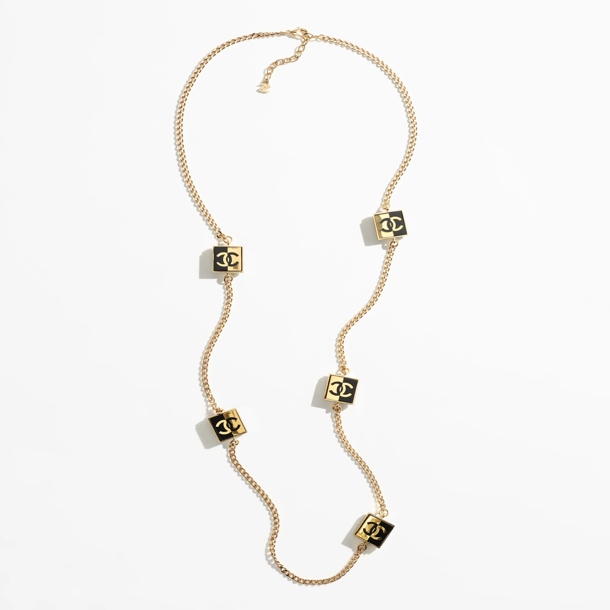 Gold & Black long fake chanel necklace