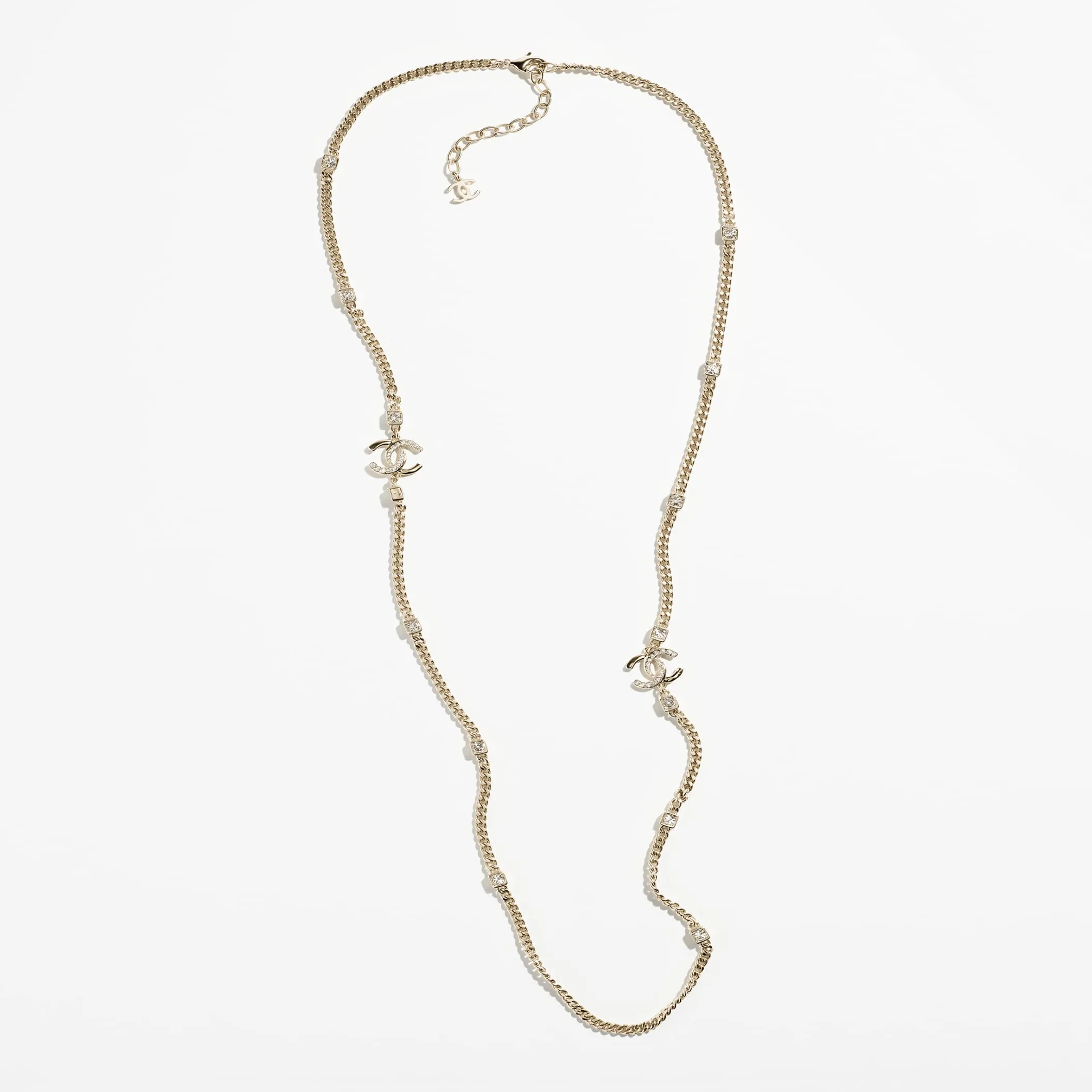 Gold & Crystal long fake chanel necklace