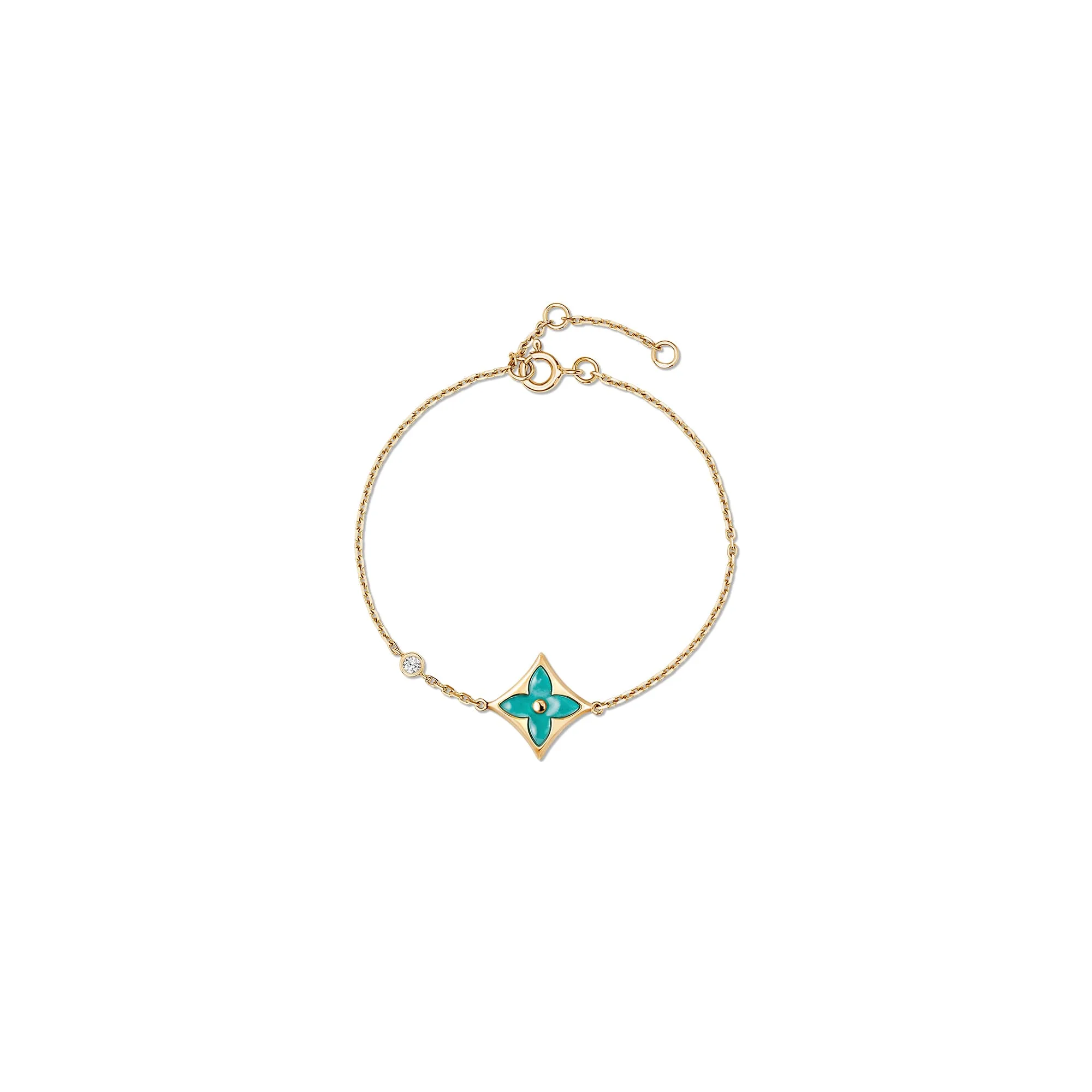 Louis Vuitton Replica Color Blossom BB Star fake diamond bracelet Yellow Gold Amazonite