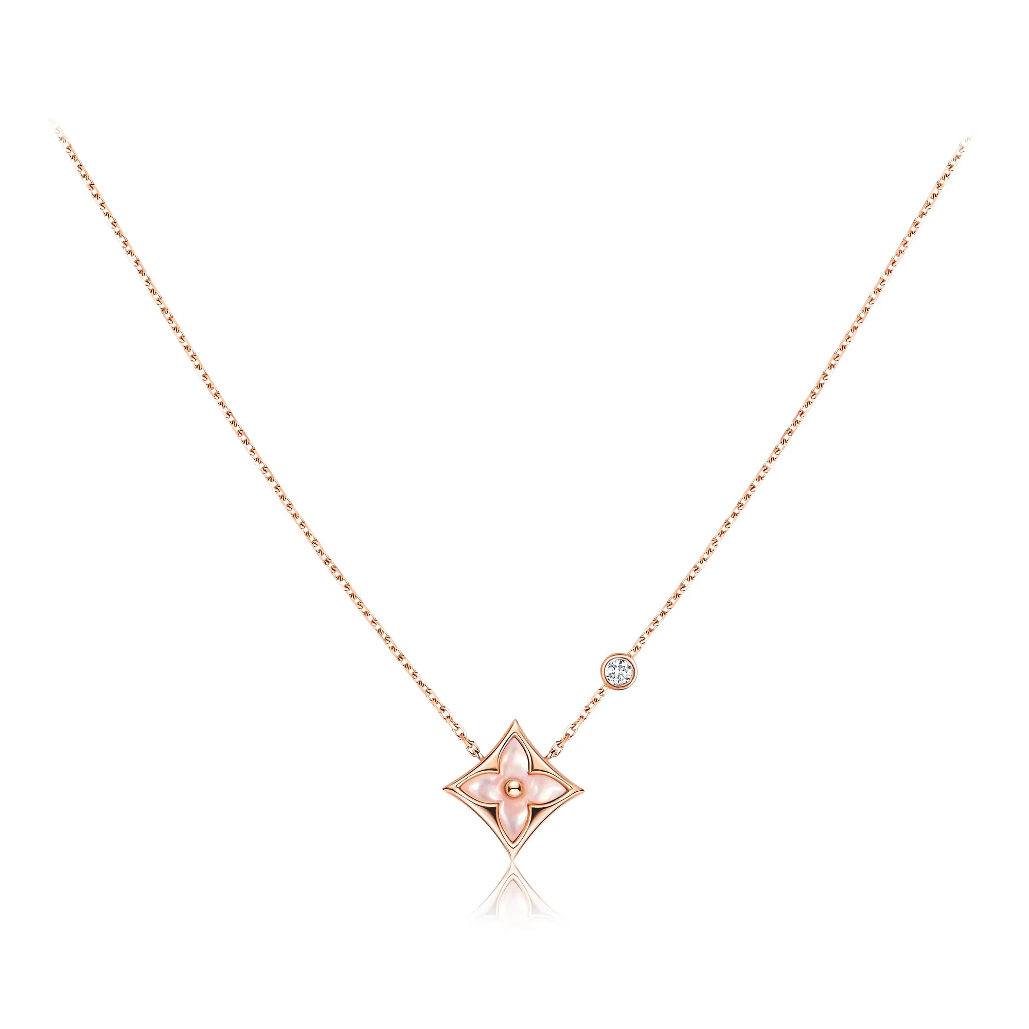 Louis Vuitton Replica Color Blossom BB Star Pendant fake necklace Pink gold Pink Mother-Of-Pearl