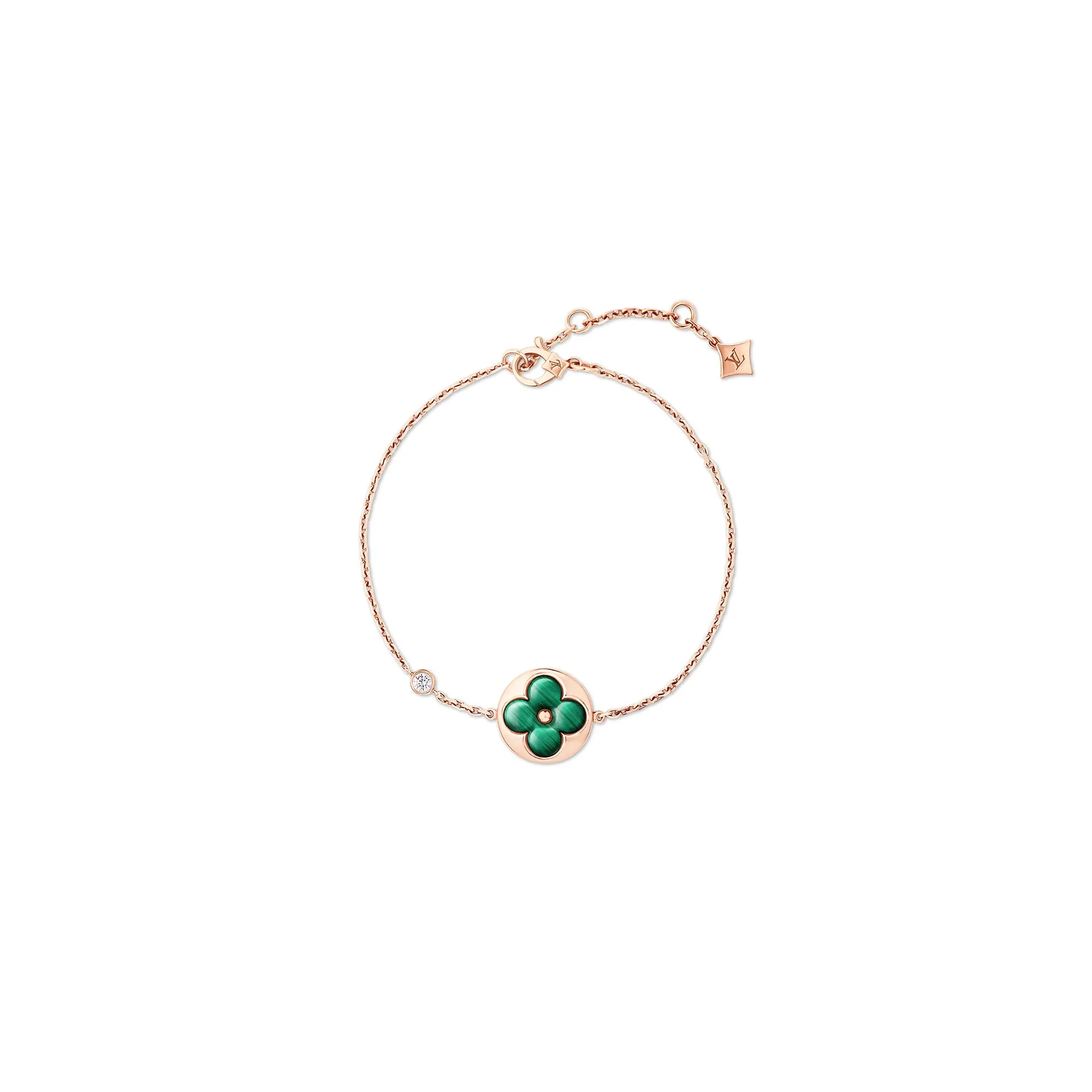 Louis Vuitton Replica Color Blossom BB Sun fake diamond bracelet Pink Gold Malachite
