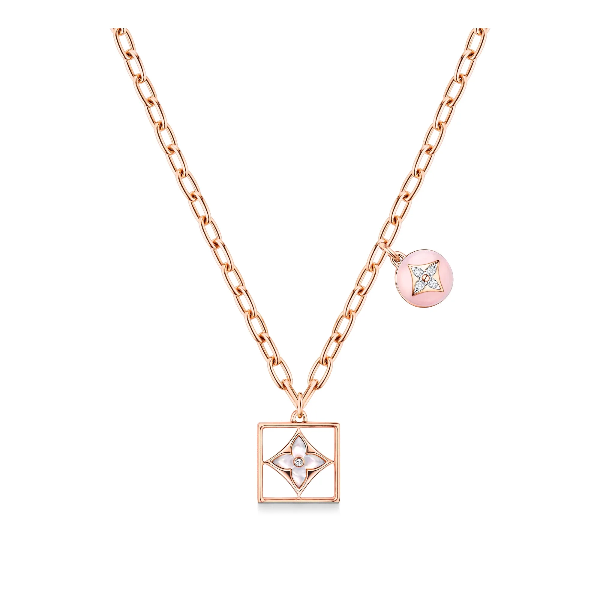 Louis Vuitton Replica Color Blossom fake necklace Pink Gold White Gold Pink Opal White Mother-Of-Pearl