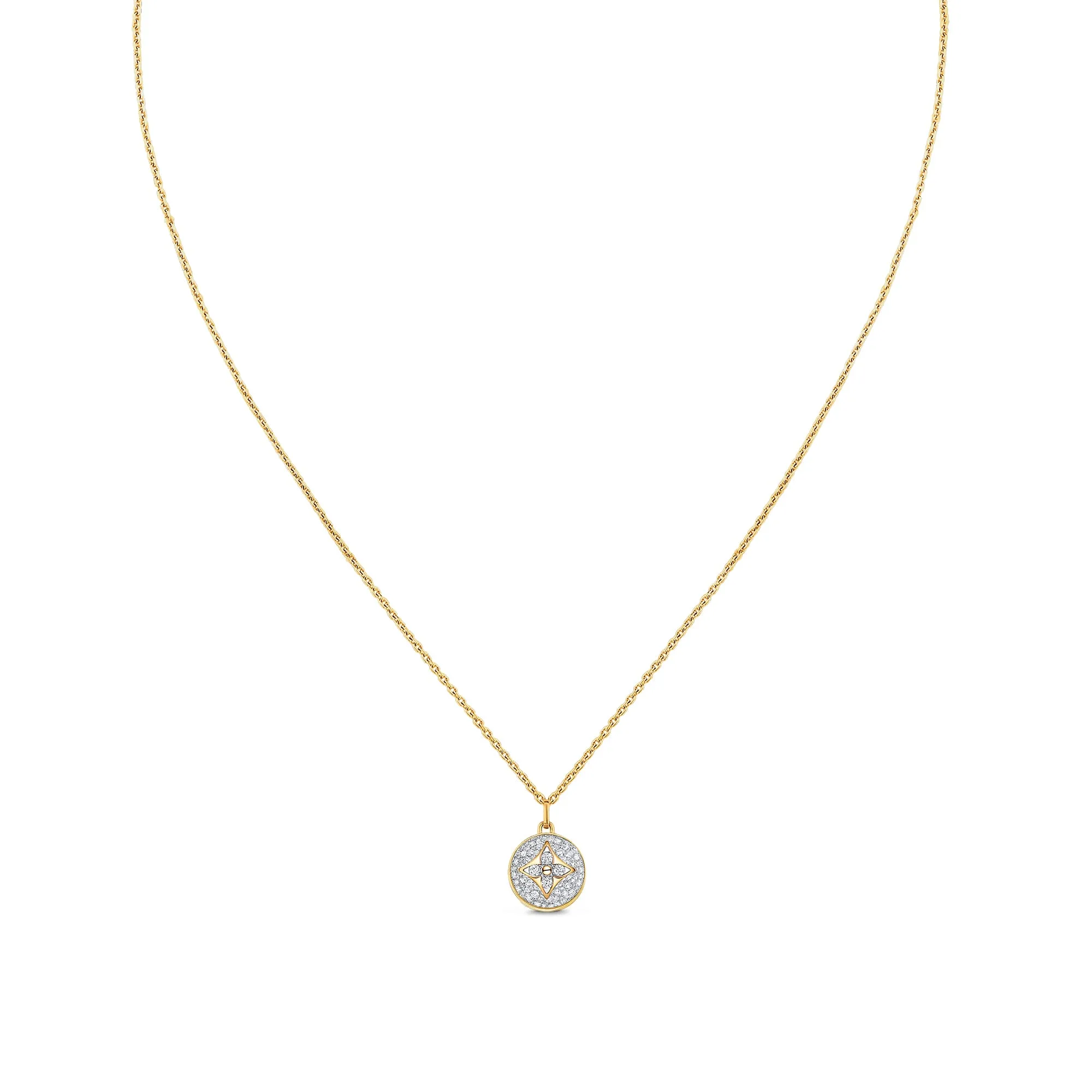 Louis Vuitton Replica Color Blossom pendant fake diamond necklace Yellow Gold White Gold