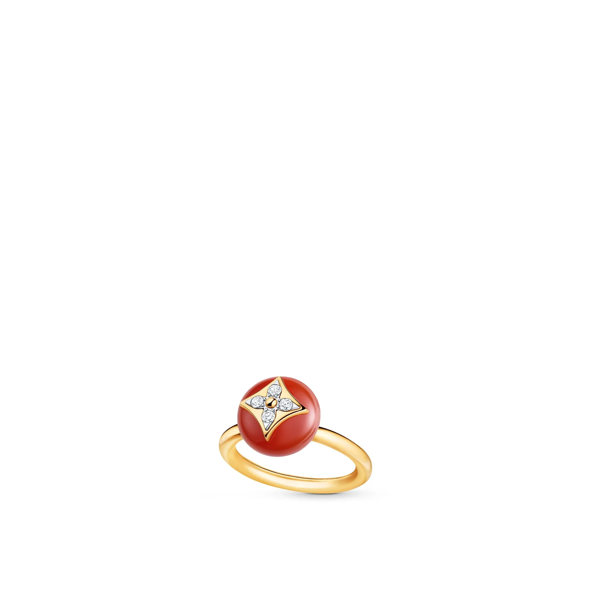 Louis Vuitton Replica Color Blossom Yellow Gold White Gold Cornelian fake diamond rings