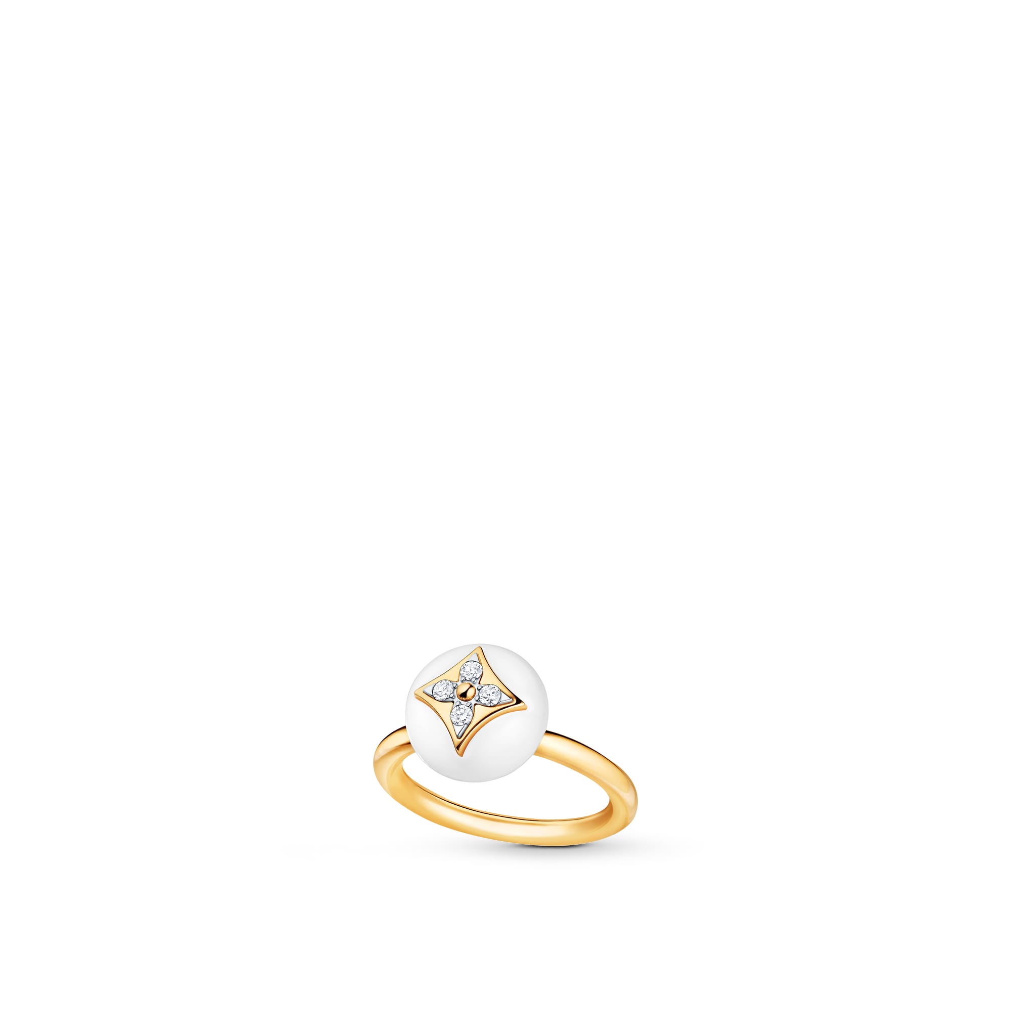 Louis Vuitton Replica Color Blossom Yellow Gold White Gold White Agate fake diamond rings