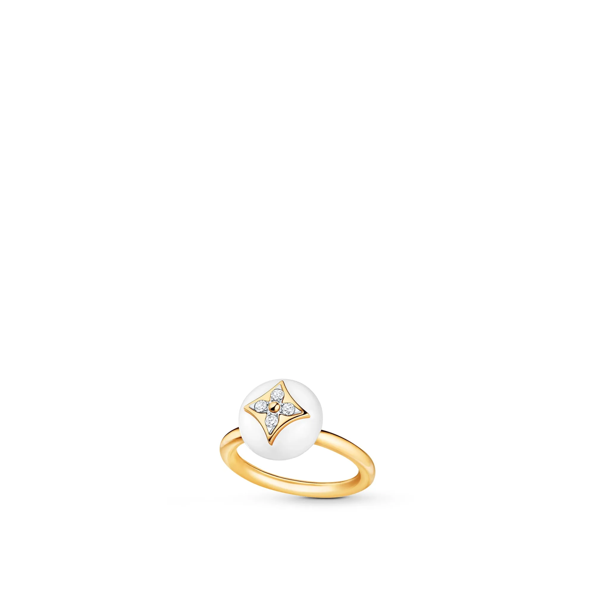 Louis Vuitton Replica Color Blossom Yellow Gold White Gold White Agate fake diamond rings
