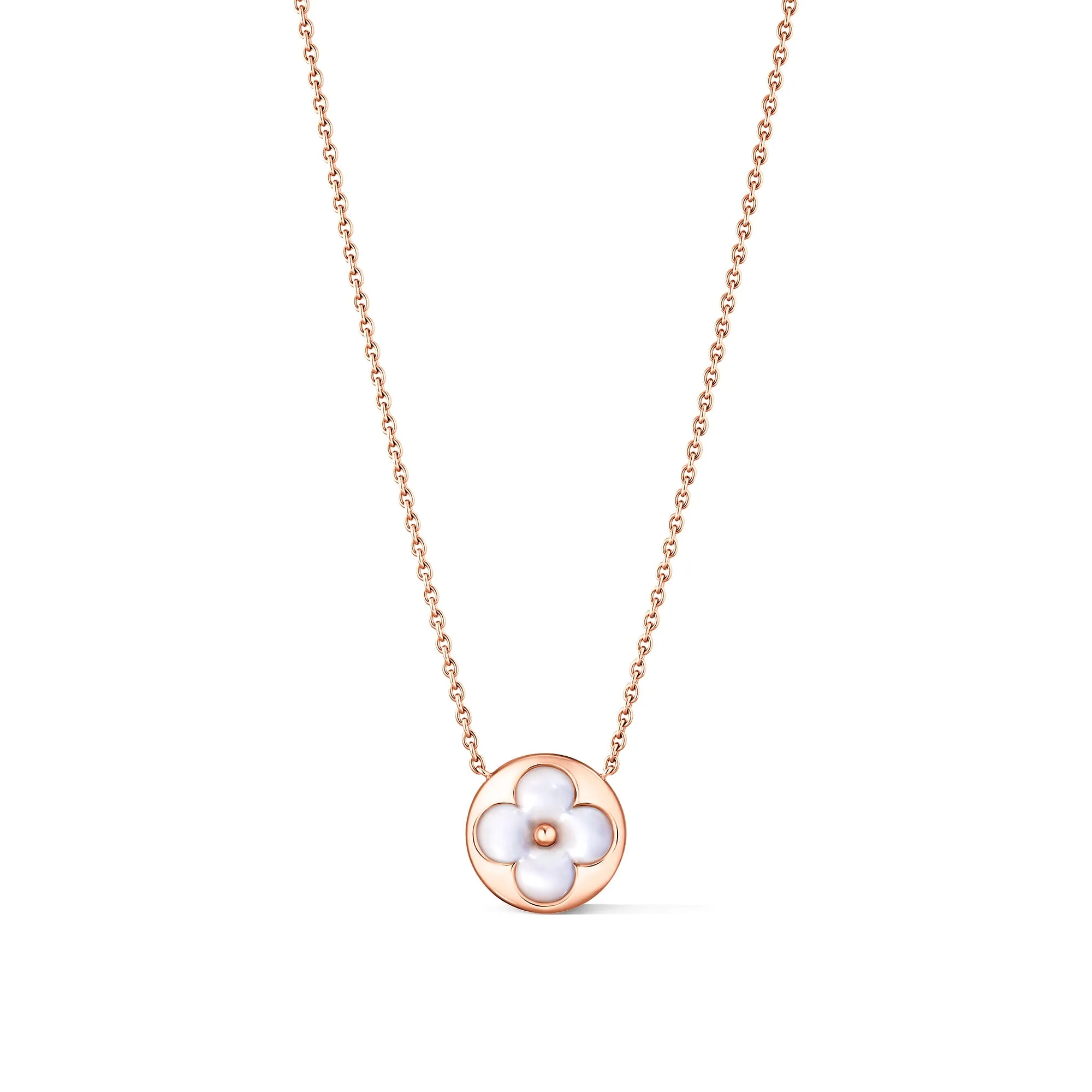 Louis Vuitton Replica Color Blossom sun Pendant fake necklace pink gold and white Mother-Of-Pearl