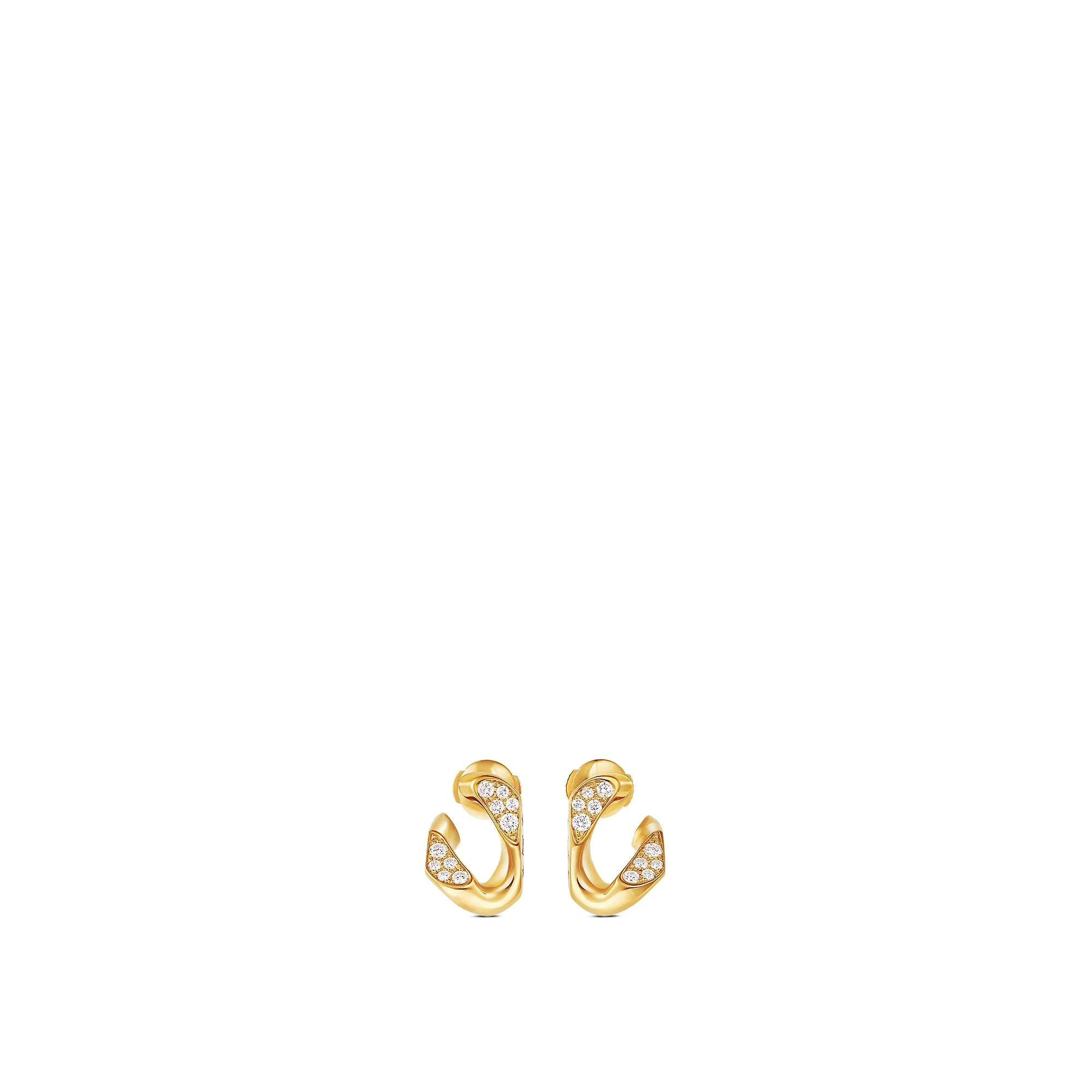 Louis Vuitton Replica Cuban Chain Earrings Yellow Gold fake diamond earrings
