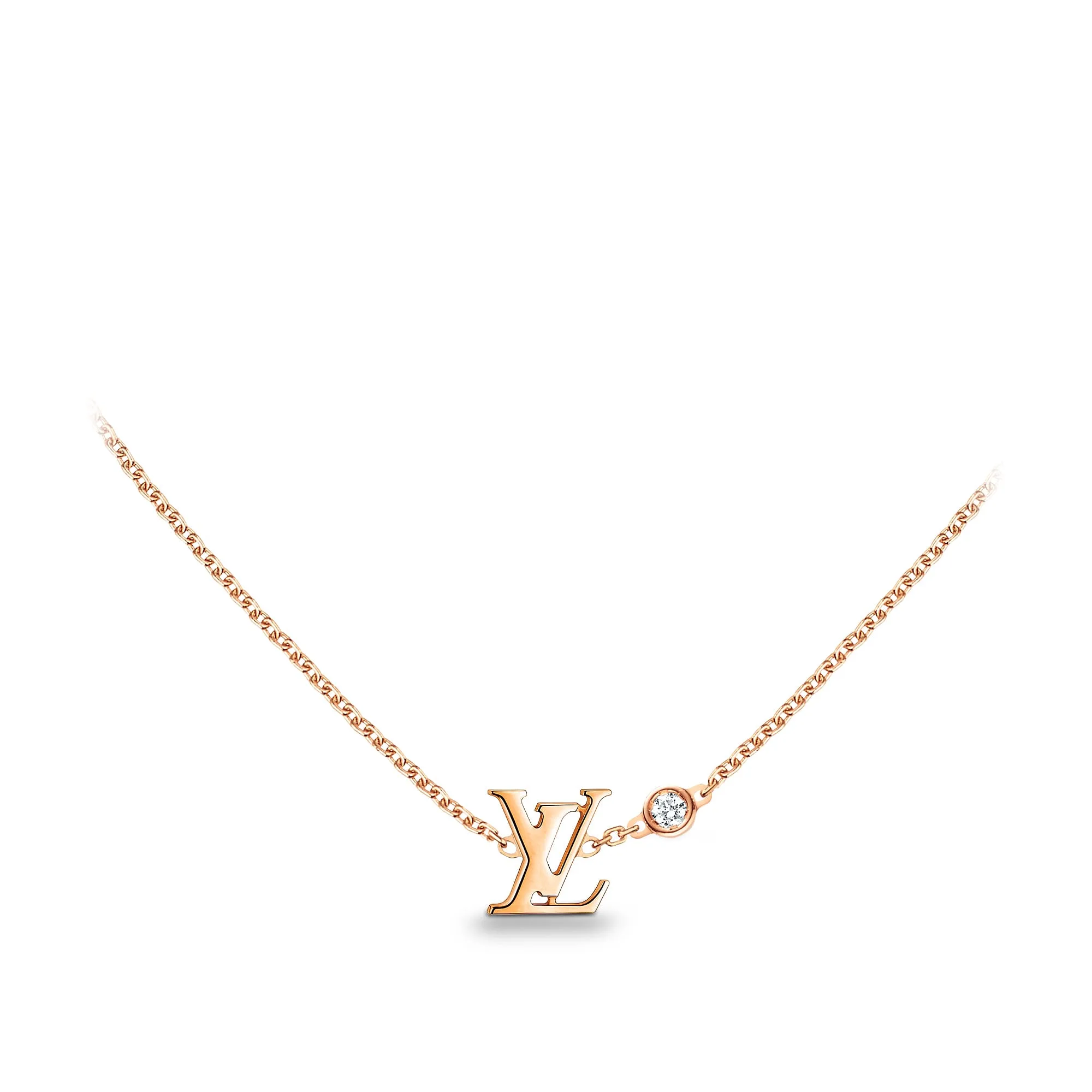 Louis Vuitton Replica IDYLLE BLOSSOM LV pendant fake diamond necklace PINK GOLD