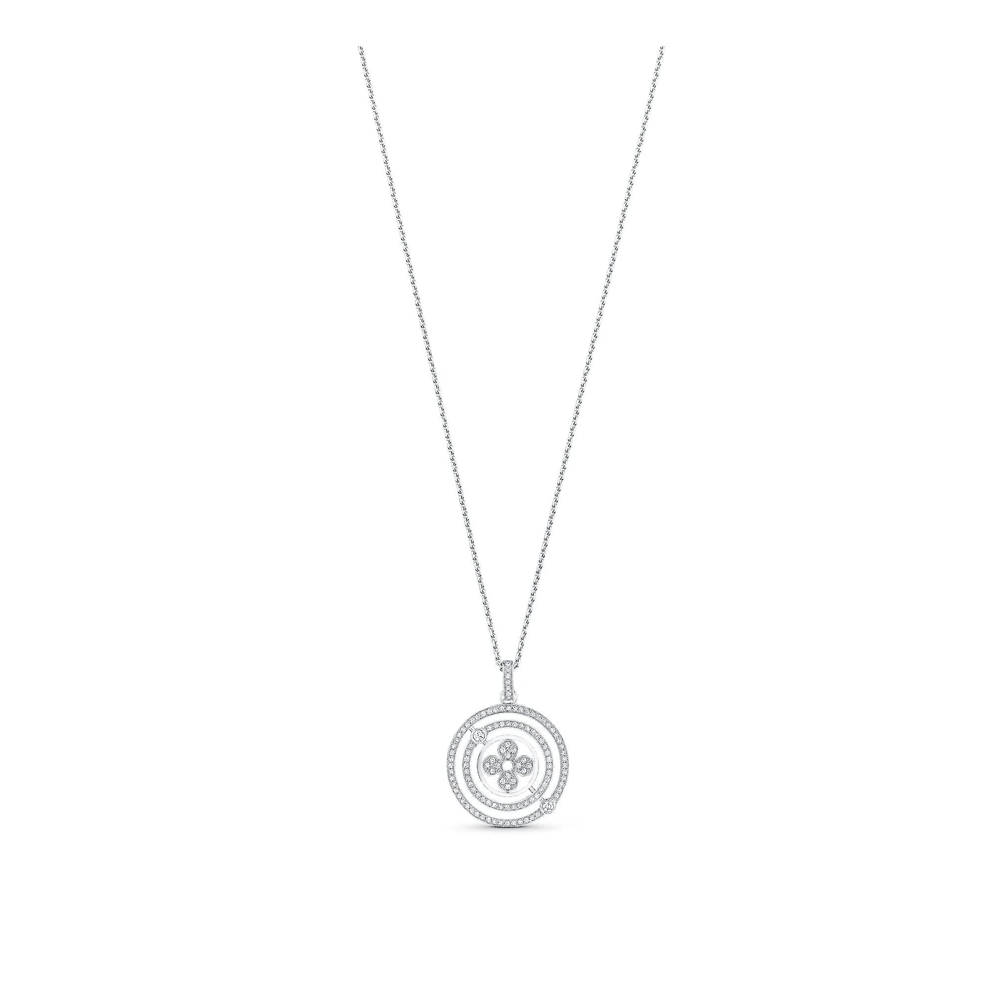 Louis Vuitton Replica Idylle Blossom Medallion White Gold fake diamond necklace