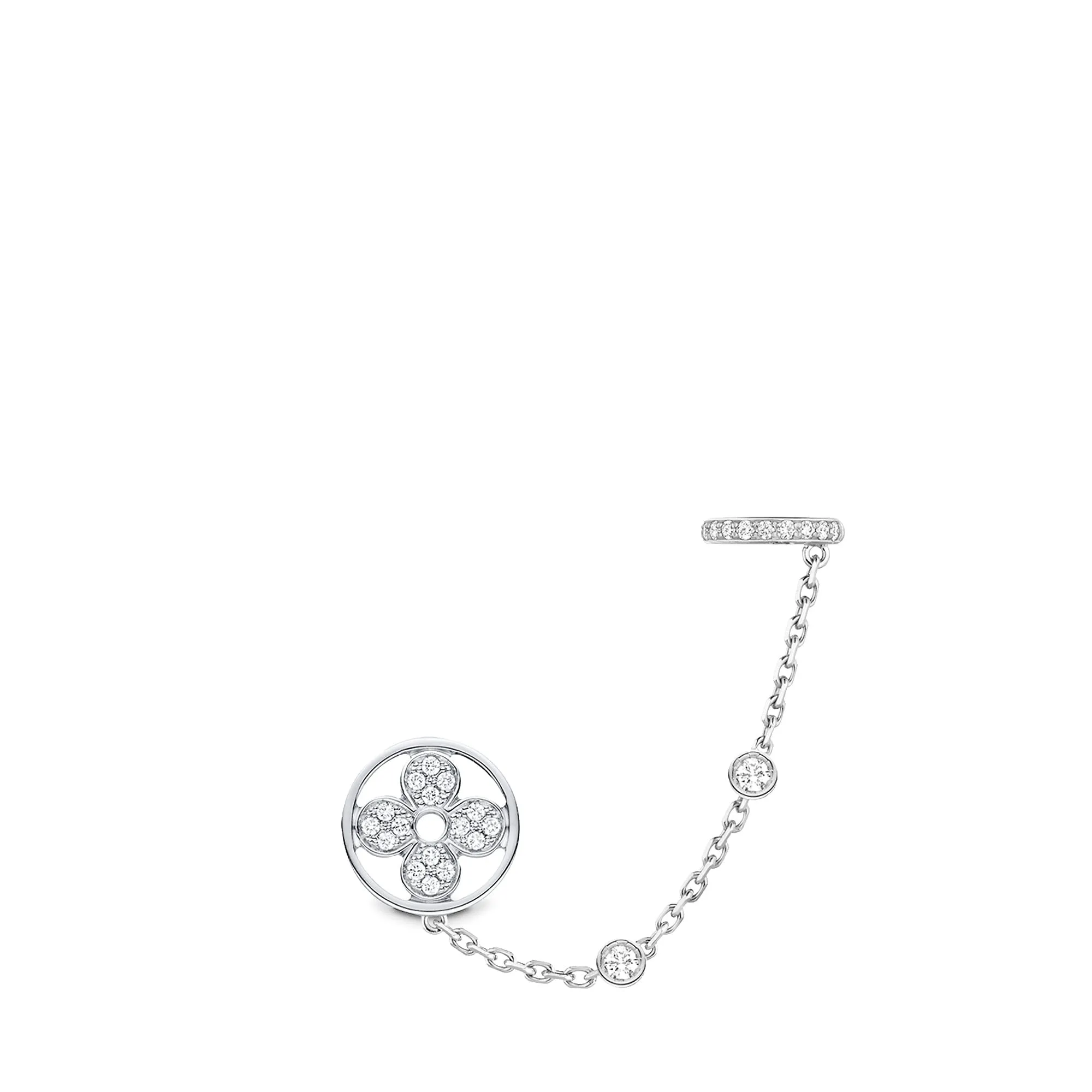 Louis Vuitton Replica Idylle Blossom Mono Chain Earring White Gold fake diamond earrings