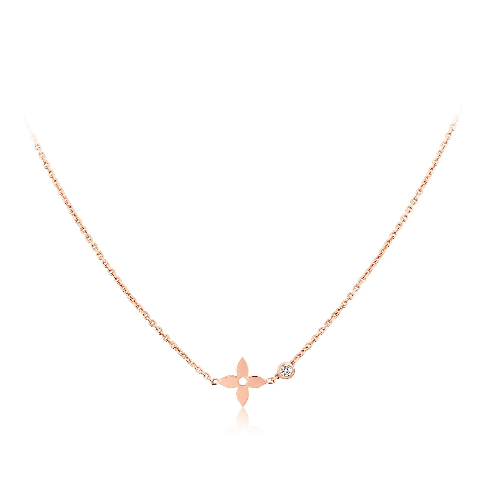 Louis Vuitton Replica Idylle Blossom pendant fake diamond necklace pink gold
