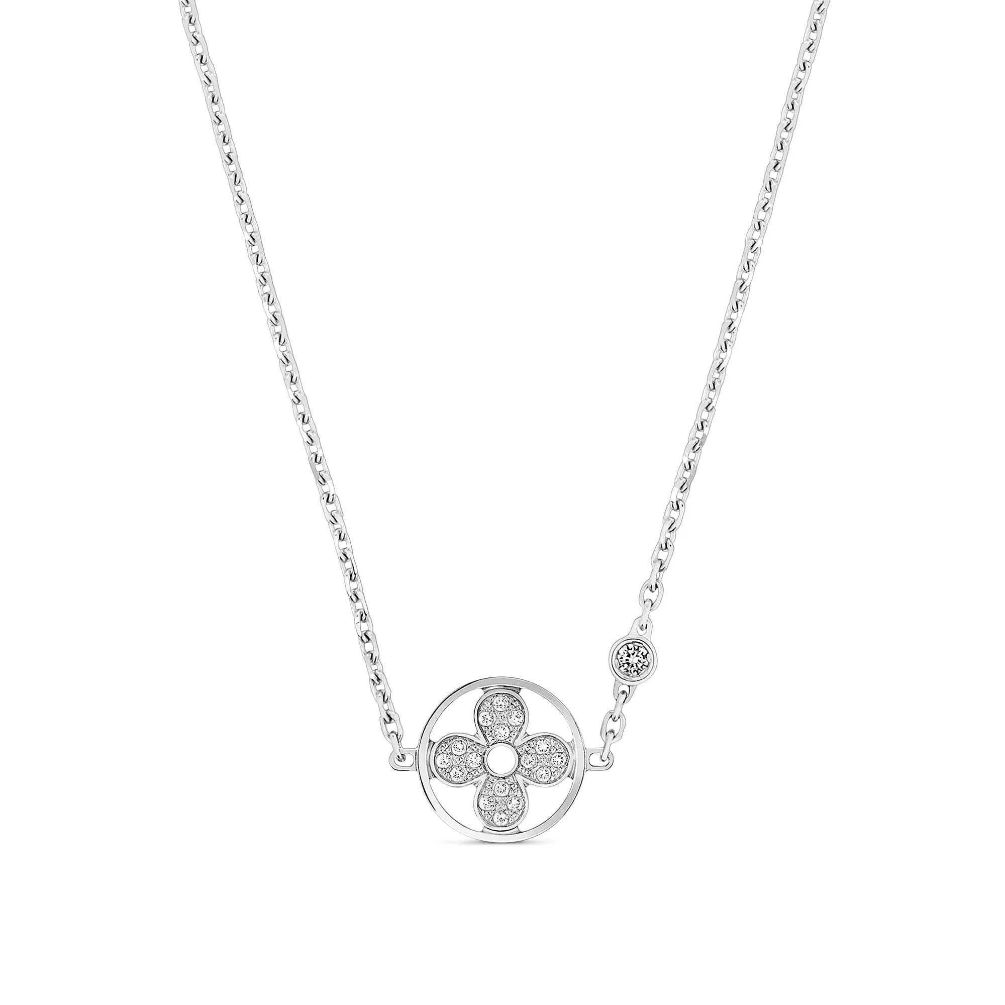 Louis Vuitton Replica Idylle Blossom Pendant fake diamond necklace White Gold