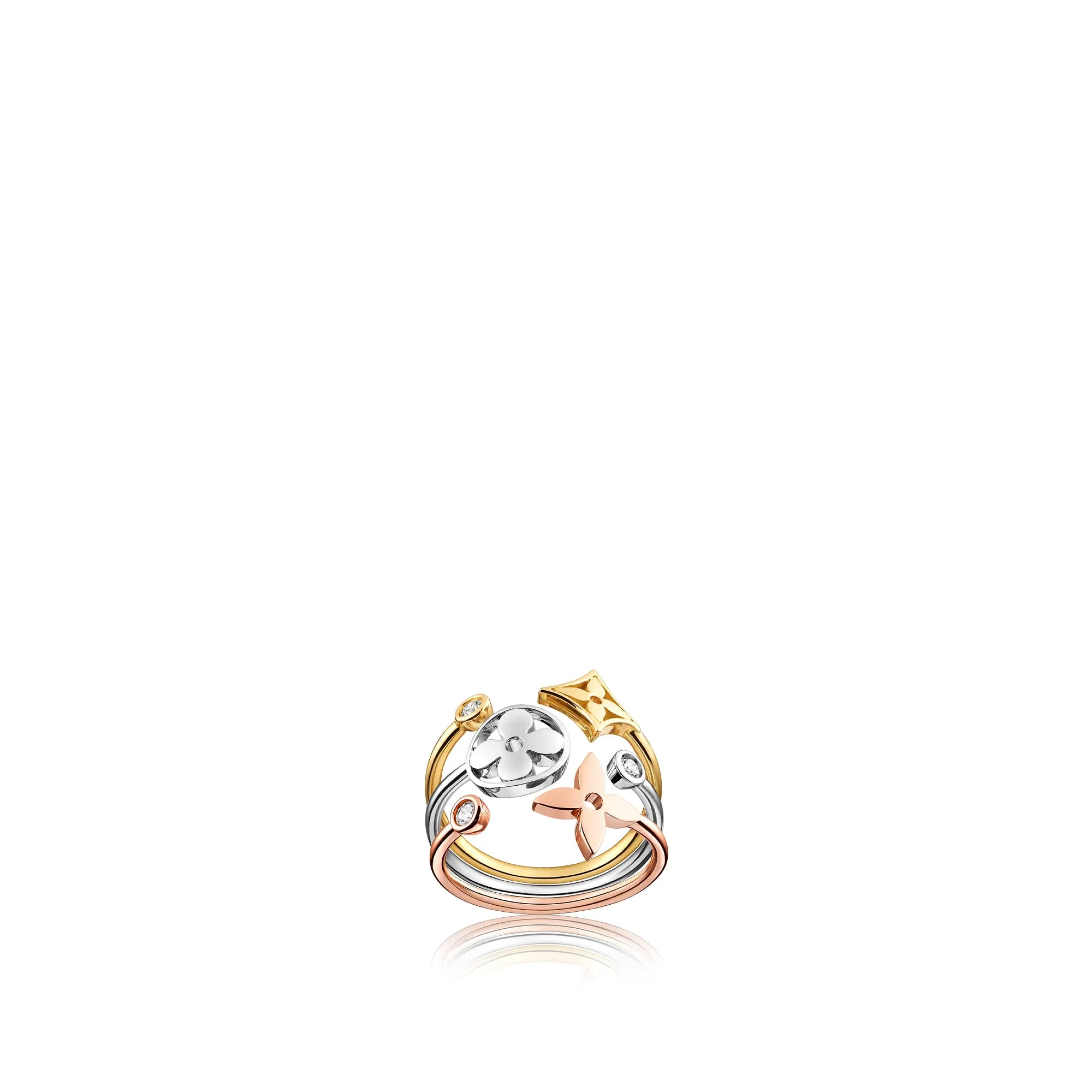 Louis Vuitton Replica Idylle Blossom 3 golds fake diamond rings
