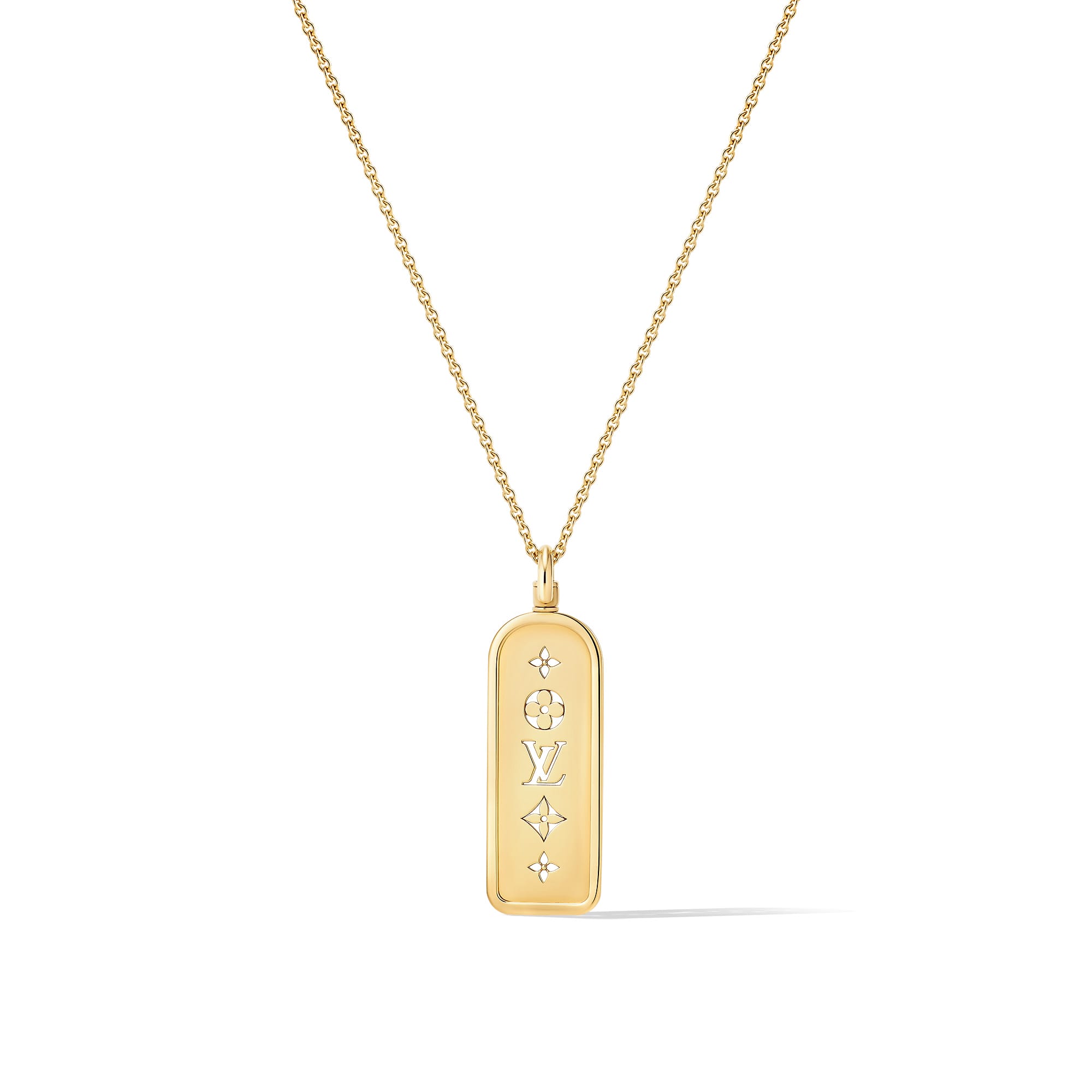 Louis Vuitton Replica Les Gastons Vuitton Large Tag Pendant fake necklace Yellow Gold