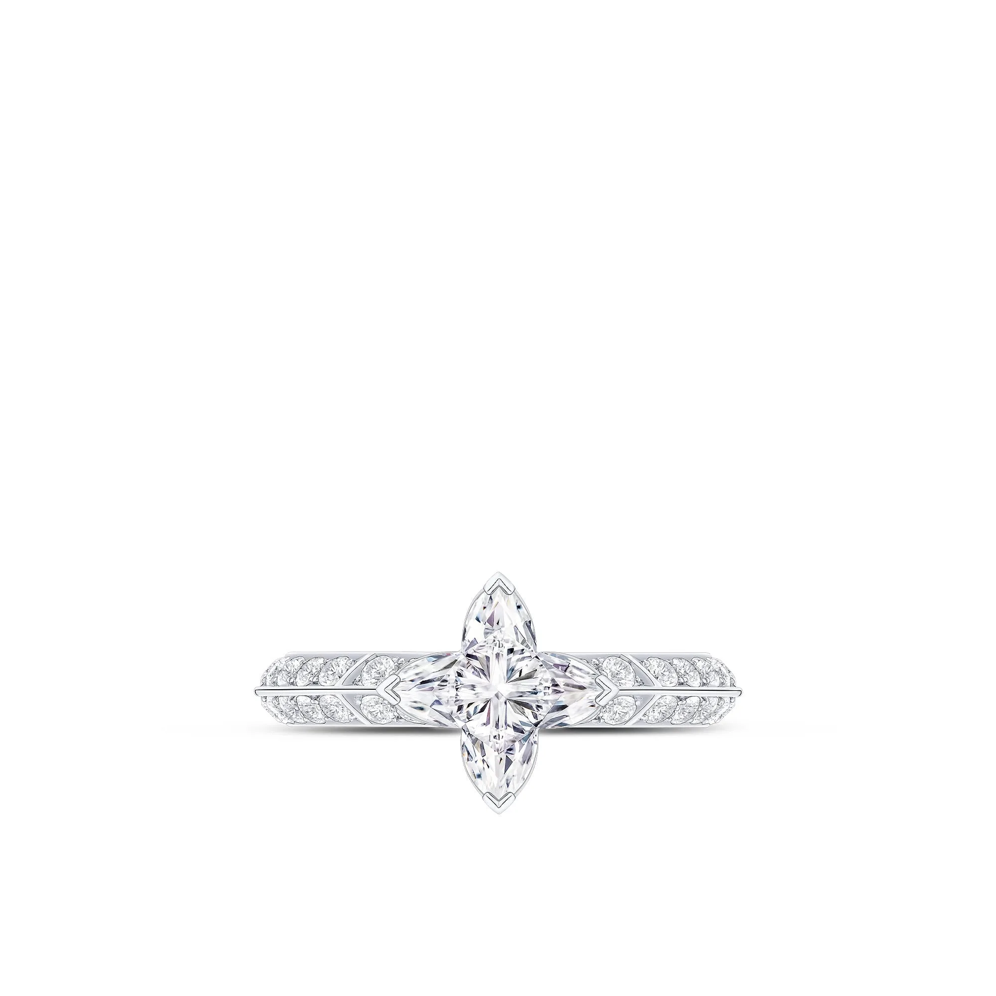 Louis Vuitton Replica LV fake diamond rings Pave Solitaire LV Monogram Star cut