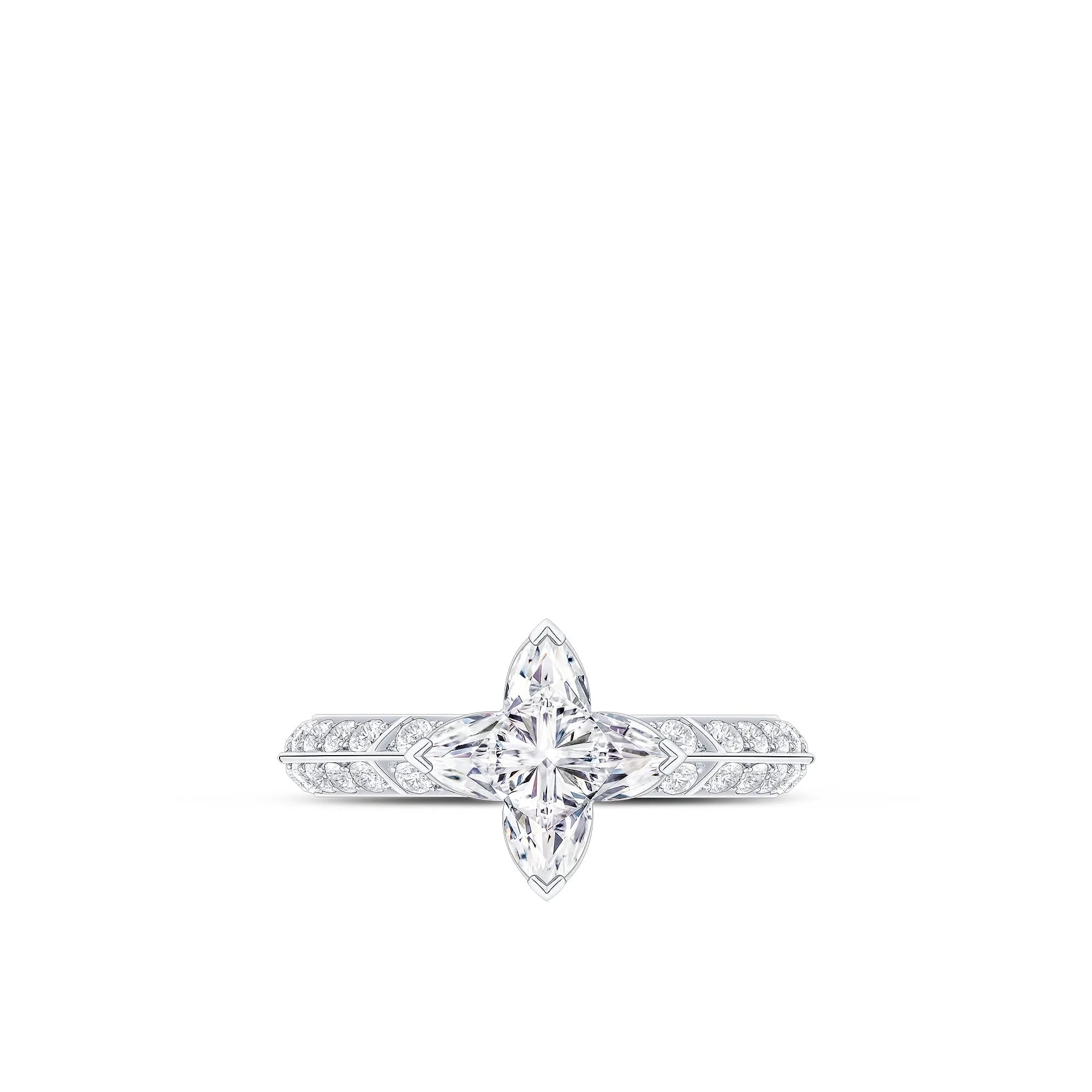 Louis Vuitton Replica LV fake diamond rings Pave Solitaire LV Monogram Star cut