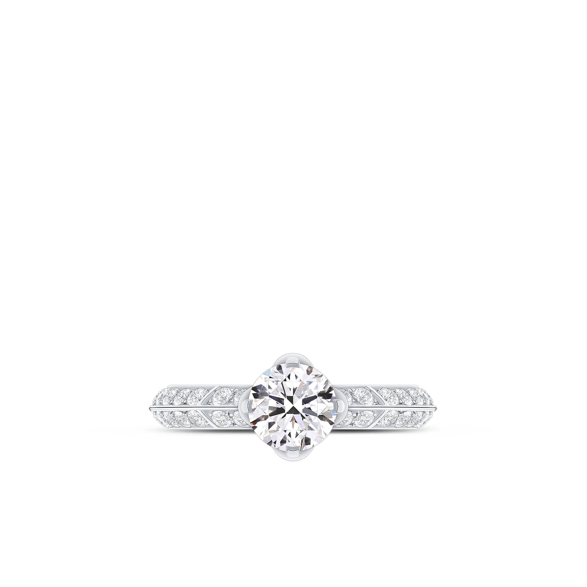 Louis Vuitton Replica LV fake diamond rings Pave Solitaire Round Brilliant cut