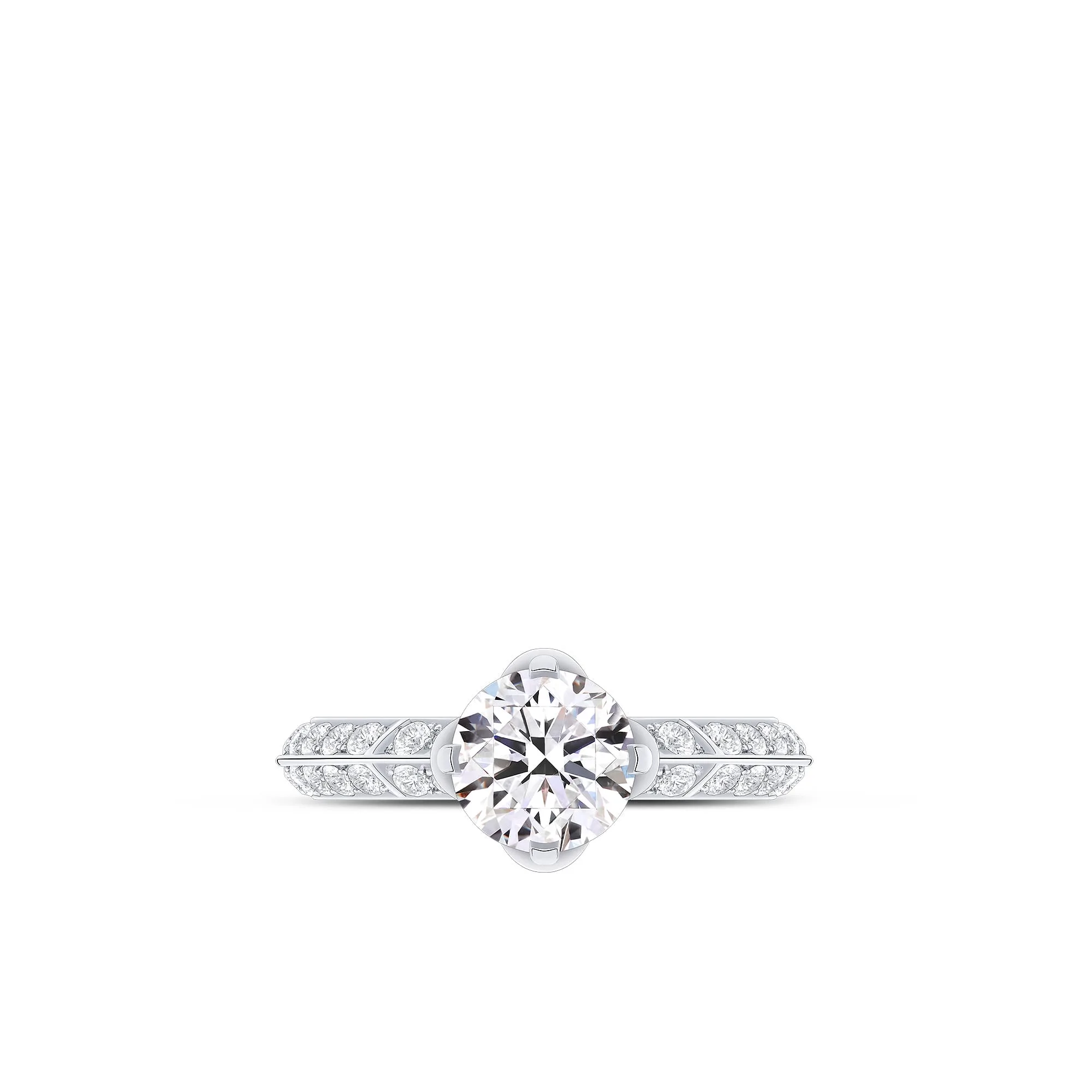 Louis Vuitton Replica LV fake diamond rings Pave Solitaire Round Brilliant cut