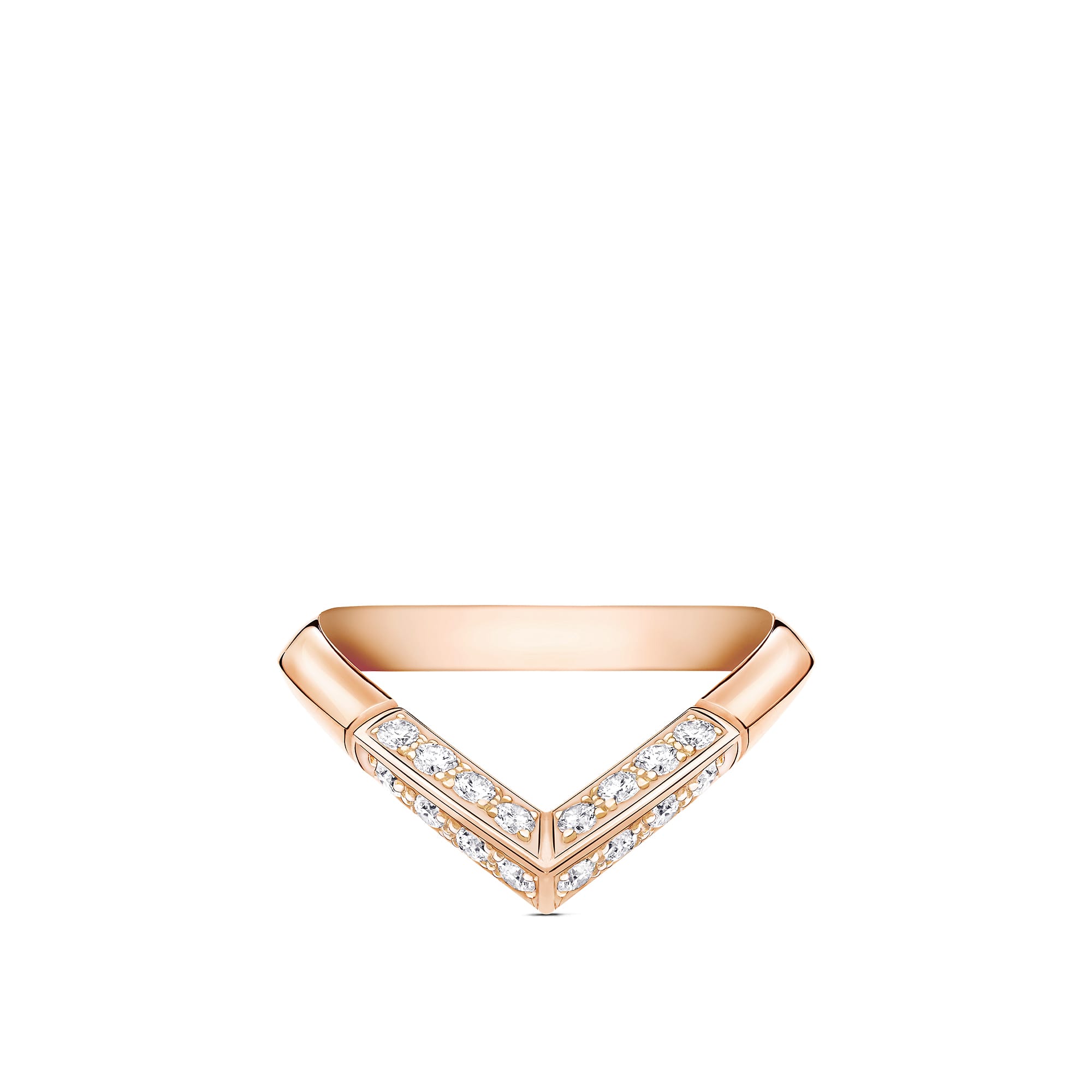Louis Vuitton Replica LV fake diamond rings Pave V Pink Gold