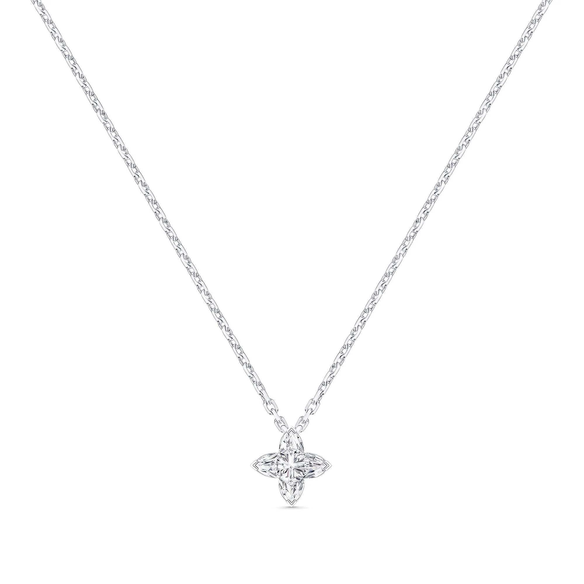 Louis Vuitton Replica LV Diamonds Pendant fake diamond necklace LV Monogram Star cut