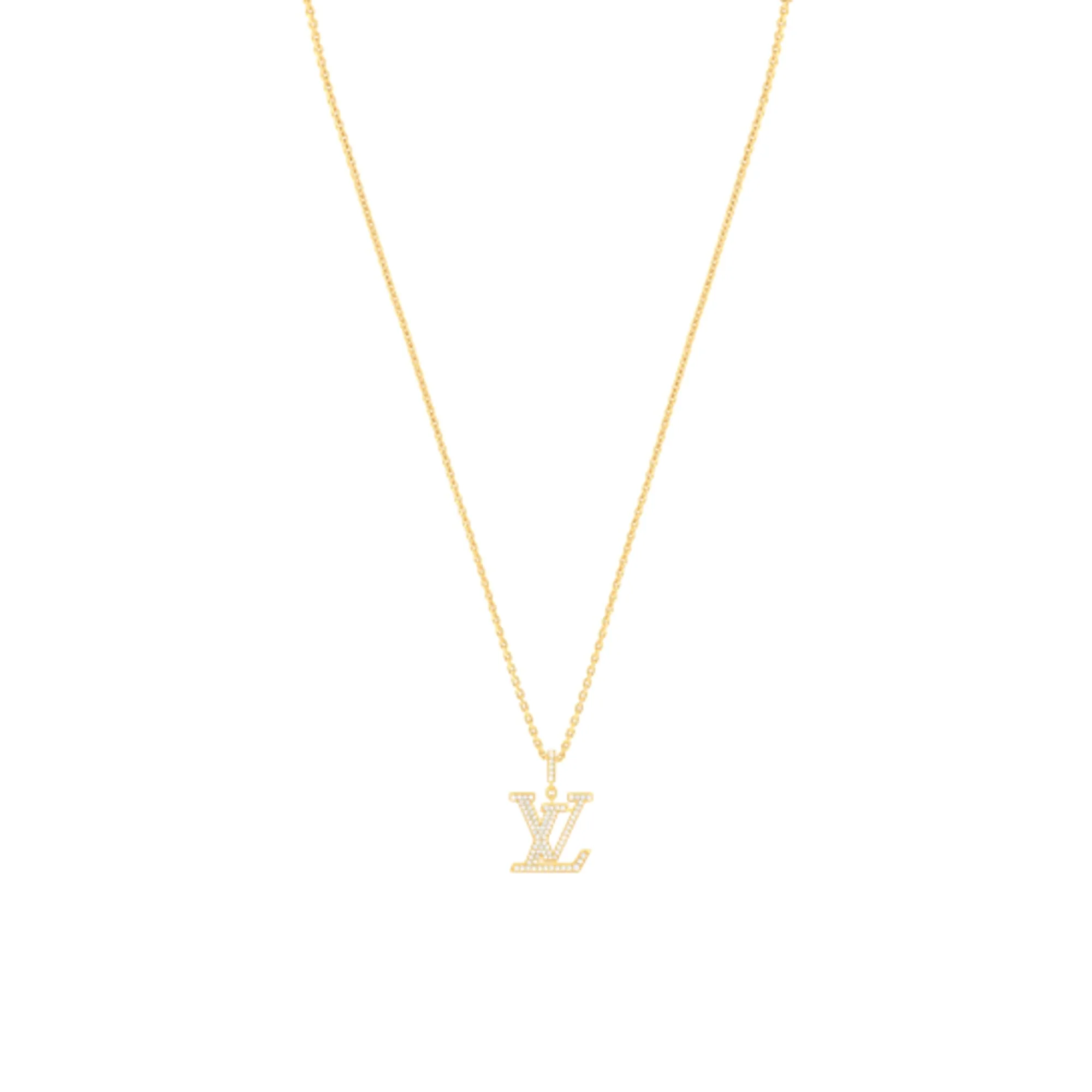 Louis Vuitton Replica LV Medium Pendant fake diamond necklace Yellow Gold