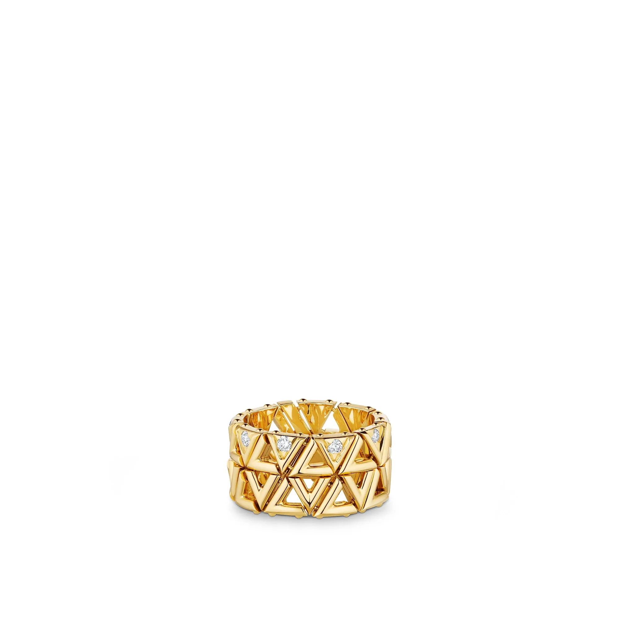 Louis Vuitton Replica LV Volt Mesh Yellow Gold fake diamond rings