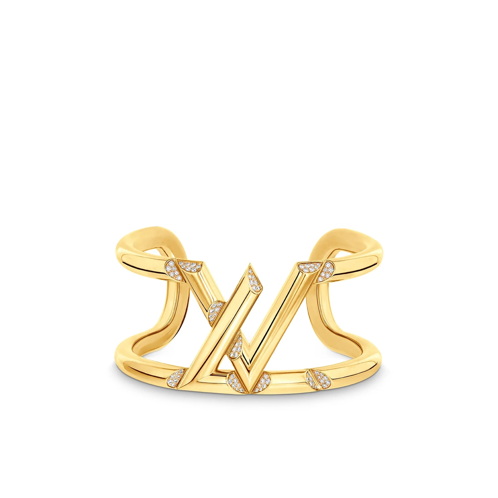 Louis Vuitton Replica LV Volt One Cuff Yellow Gold fake diamond earrings