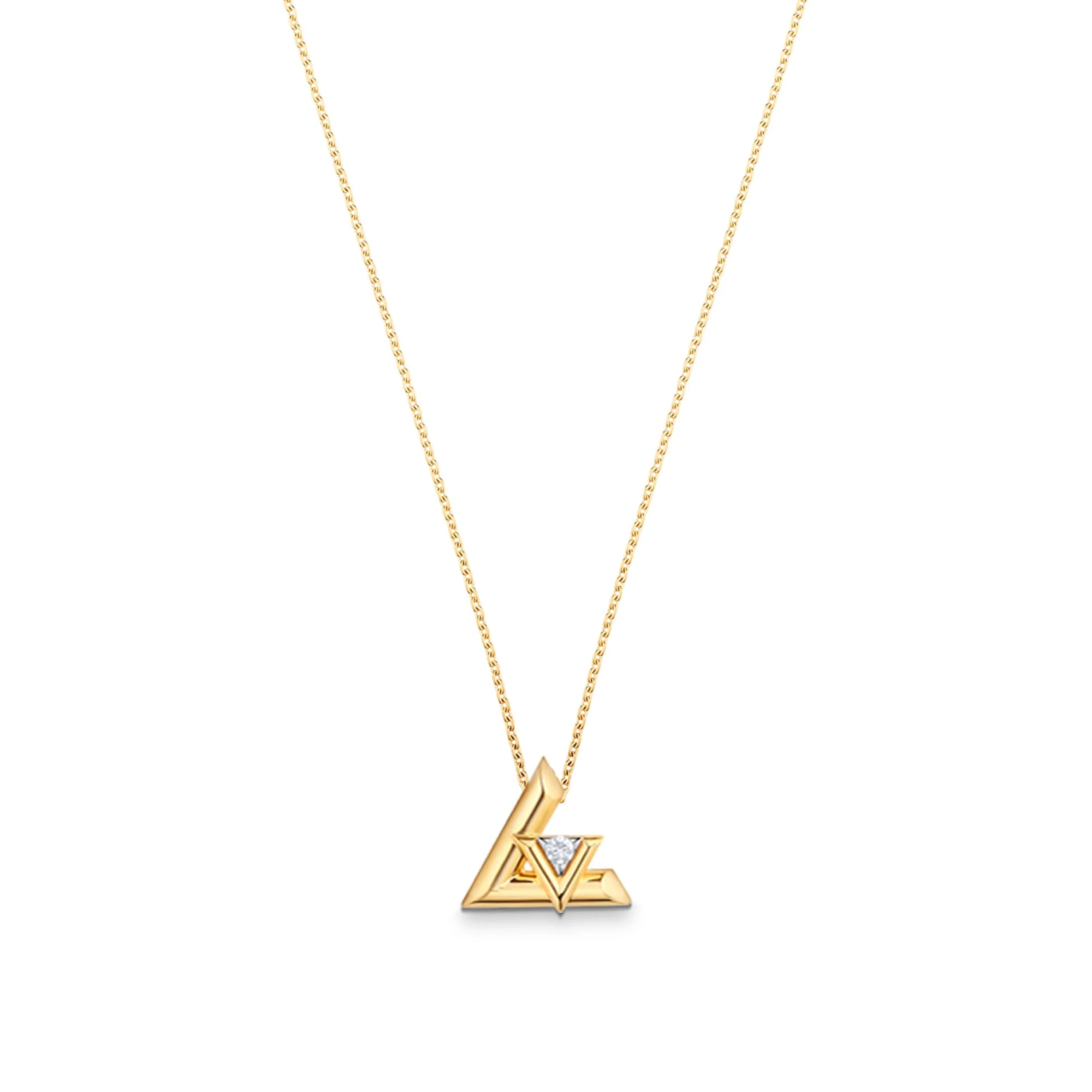 Louis Vuitton Replica LV Volt One Large pendant fake diamond necklace Yellow Gold