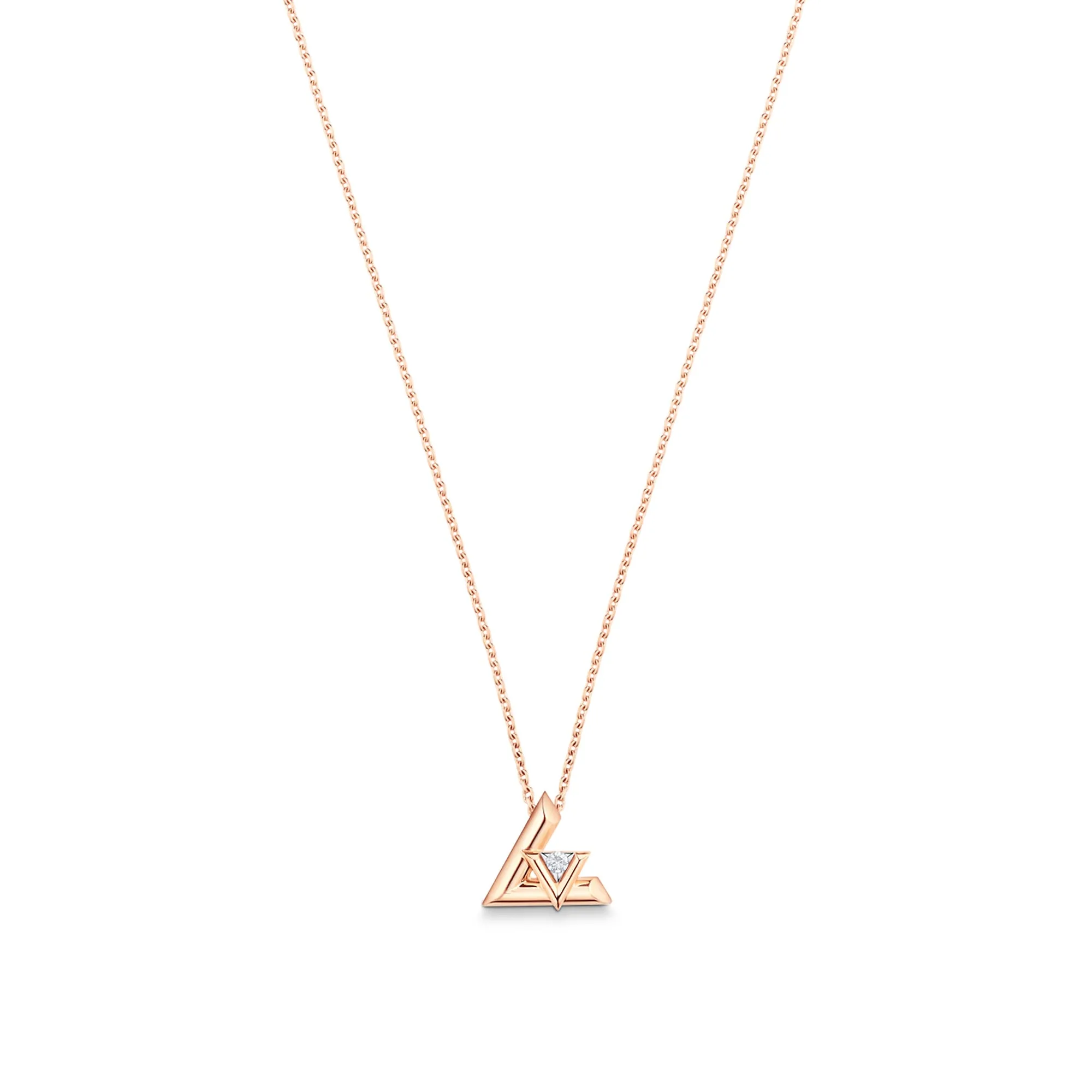 Louis Vuitton Replica LV Volt One Small pendant fake diamond necklace Pink Gold