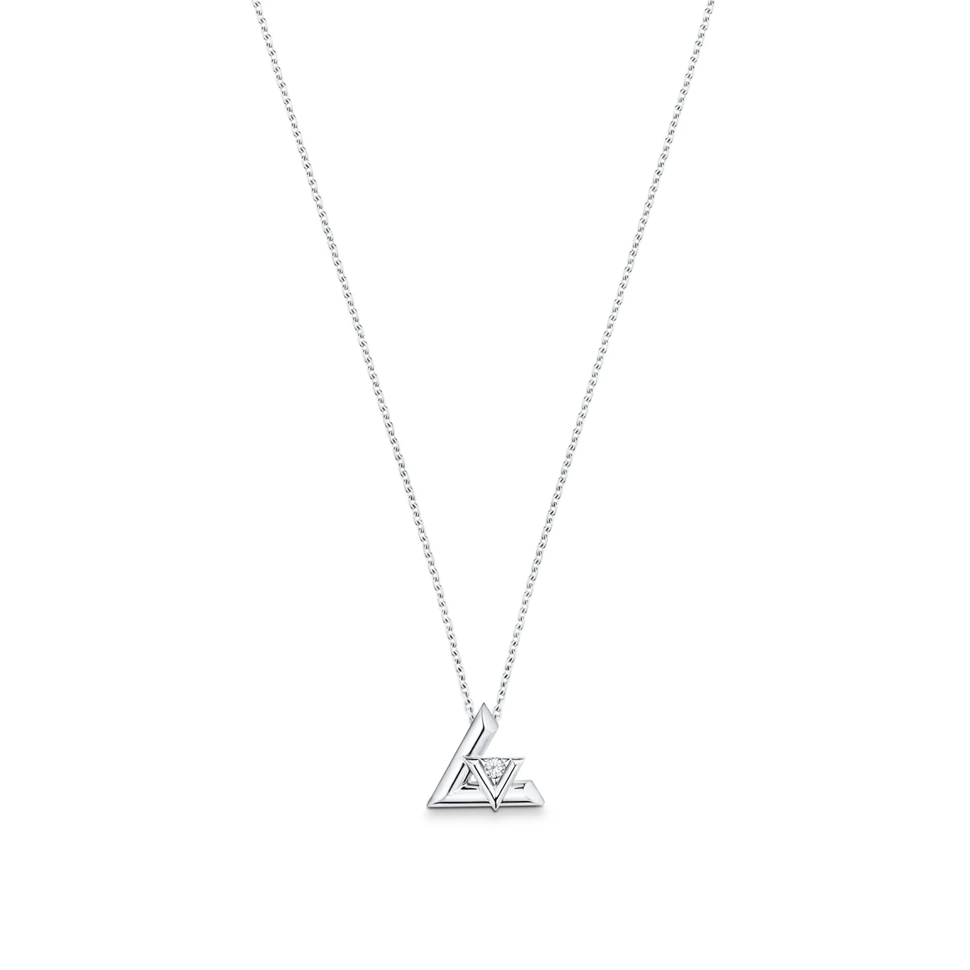 Louis Vuitton Replica LV Volt One Small pendant fake diamond necklace White Gold