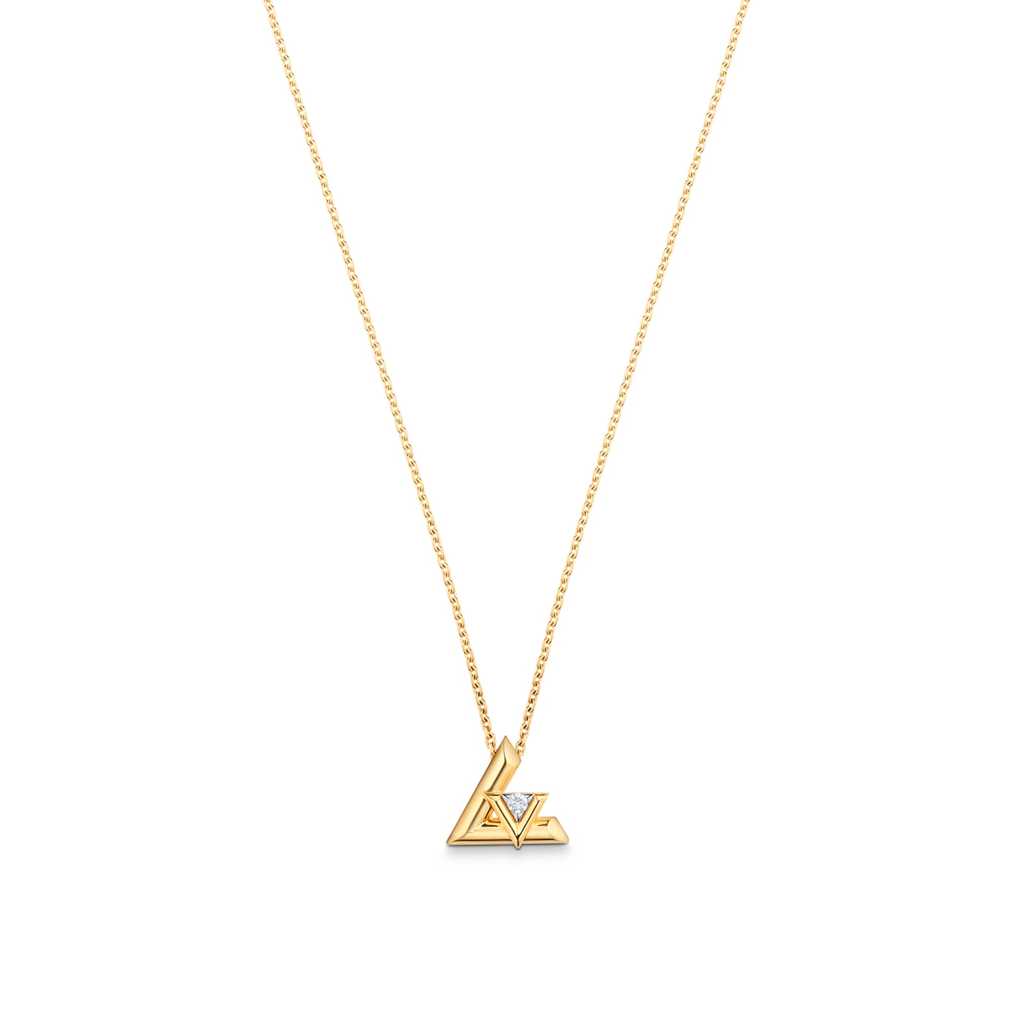 Louis Vuitton Replica LV Volt One Small pendant fake diamond necklace Yellow Gold