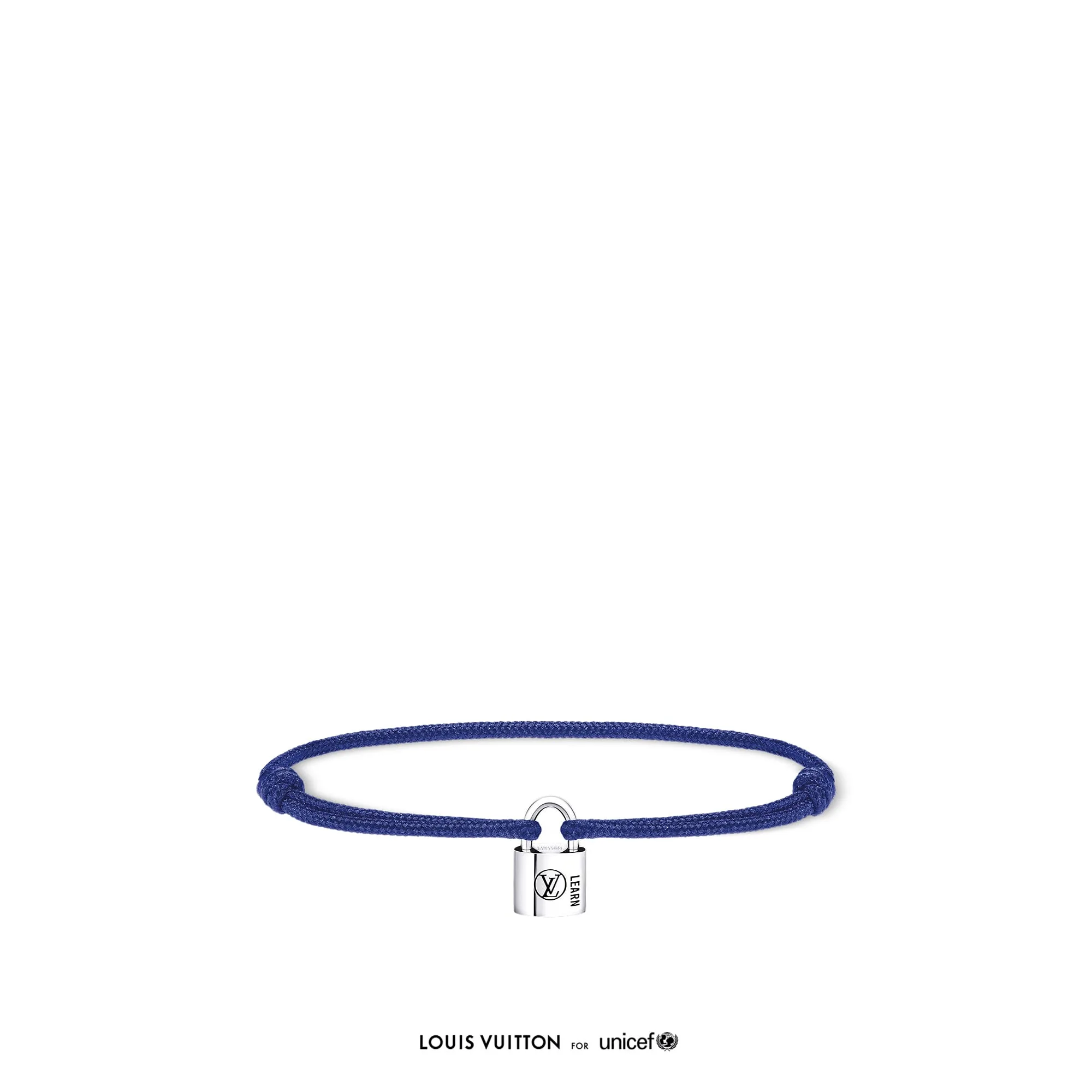 Louis Vuitton Replica Silver Lockit love bracelet replica Sterling Silver Black Laquered and Blue Polyester Cord