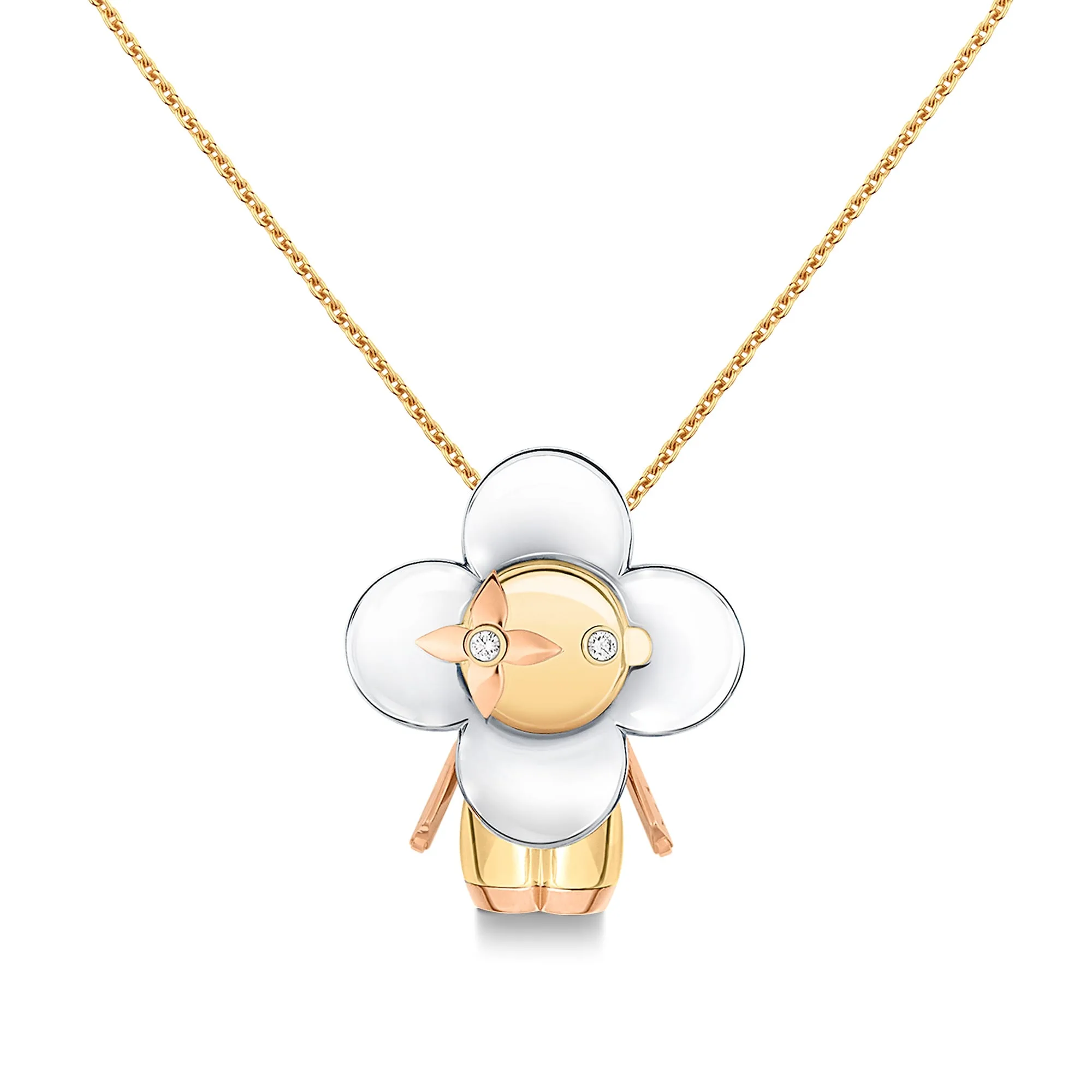 Louis Vuitton Replica Vivienne large Pendant fake diamond necklace 3 golds