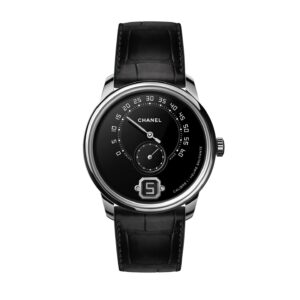 Fake Chanel Watch Monsieur Watch Platinum and Grand Feu enamel dial with jumping hour and 240 retrograde minute