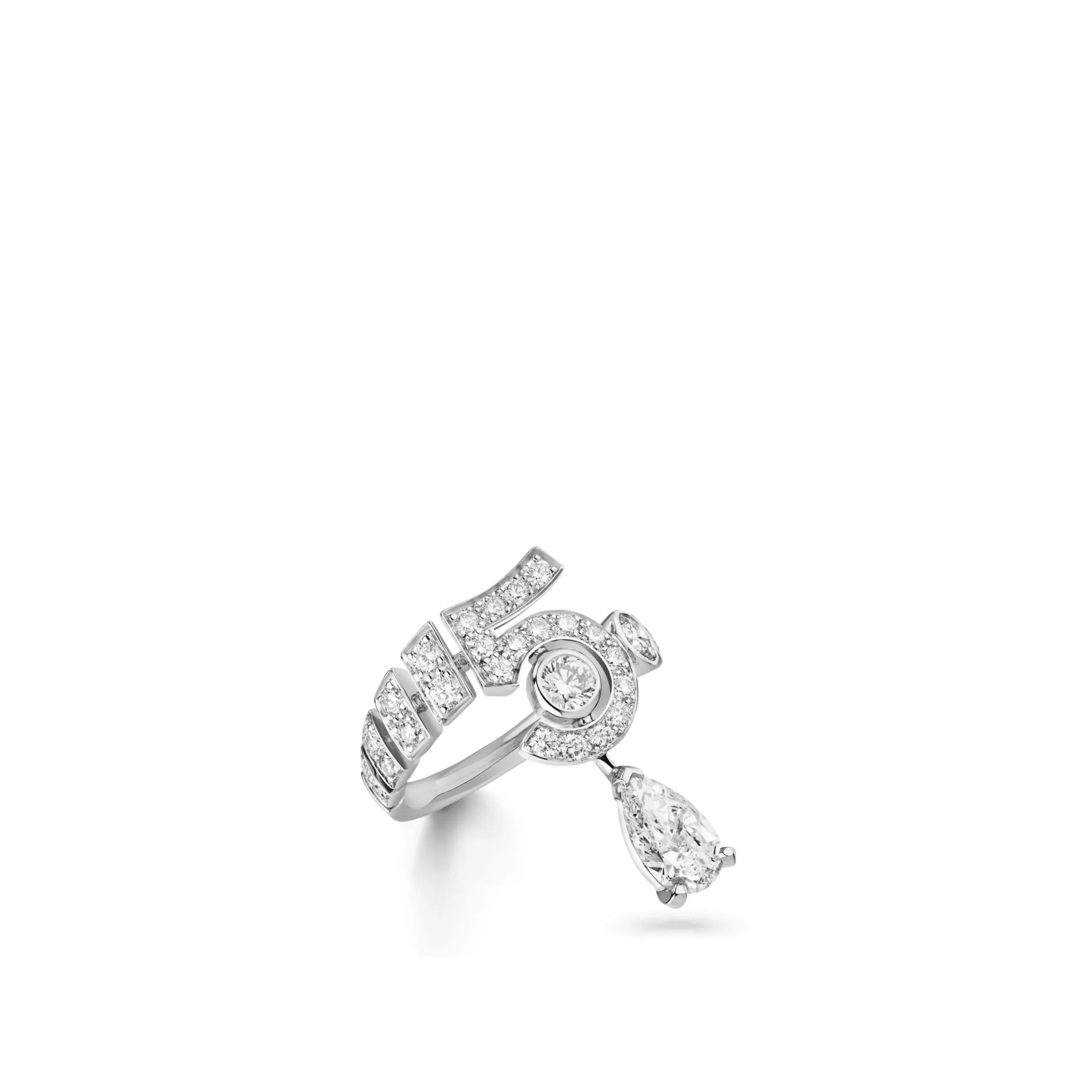 N'5 Drop White Gold chanel dupes ring 18K white gold diamonds