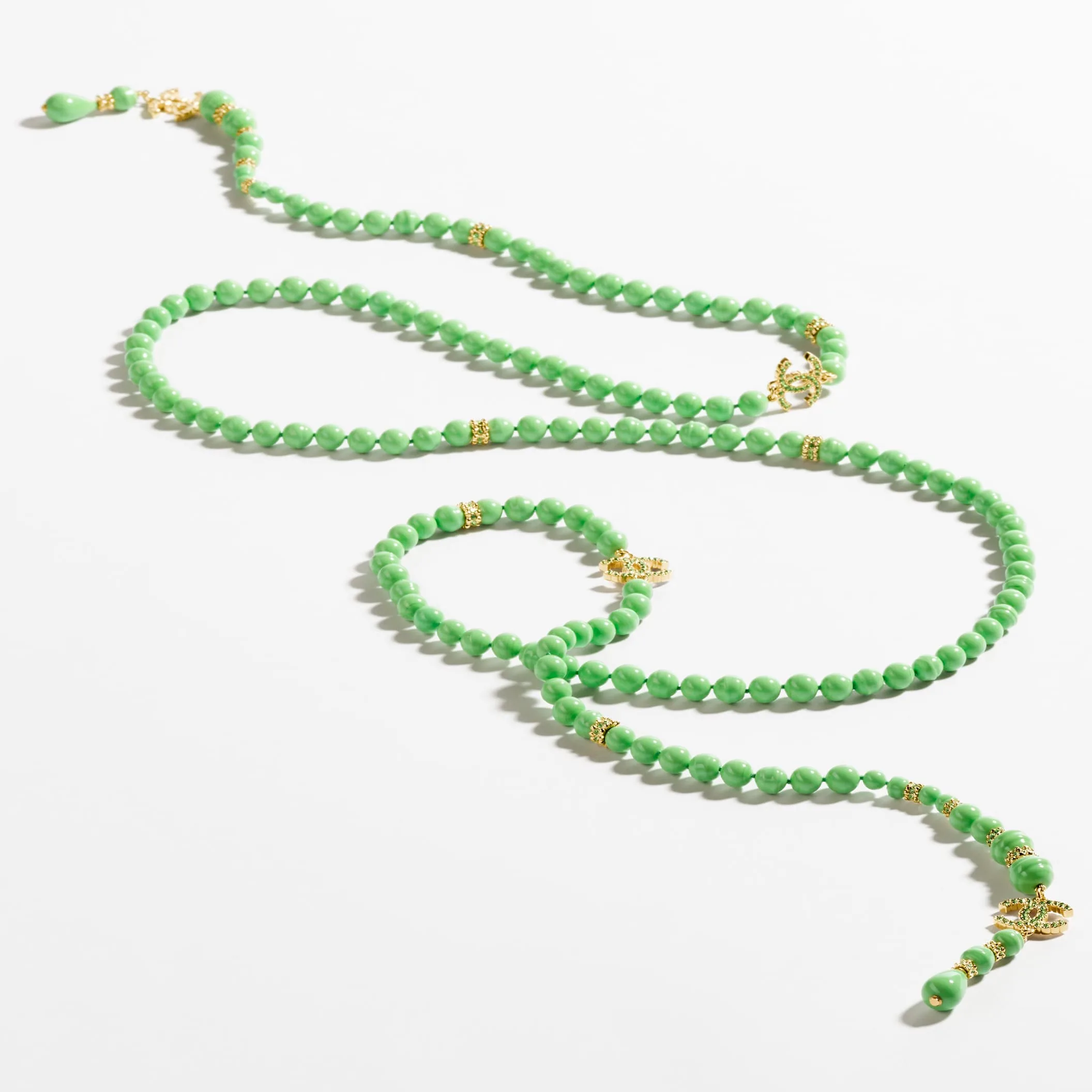Gold & Green fake chanel necklace
