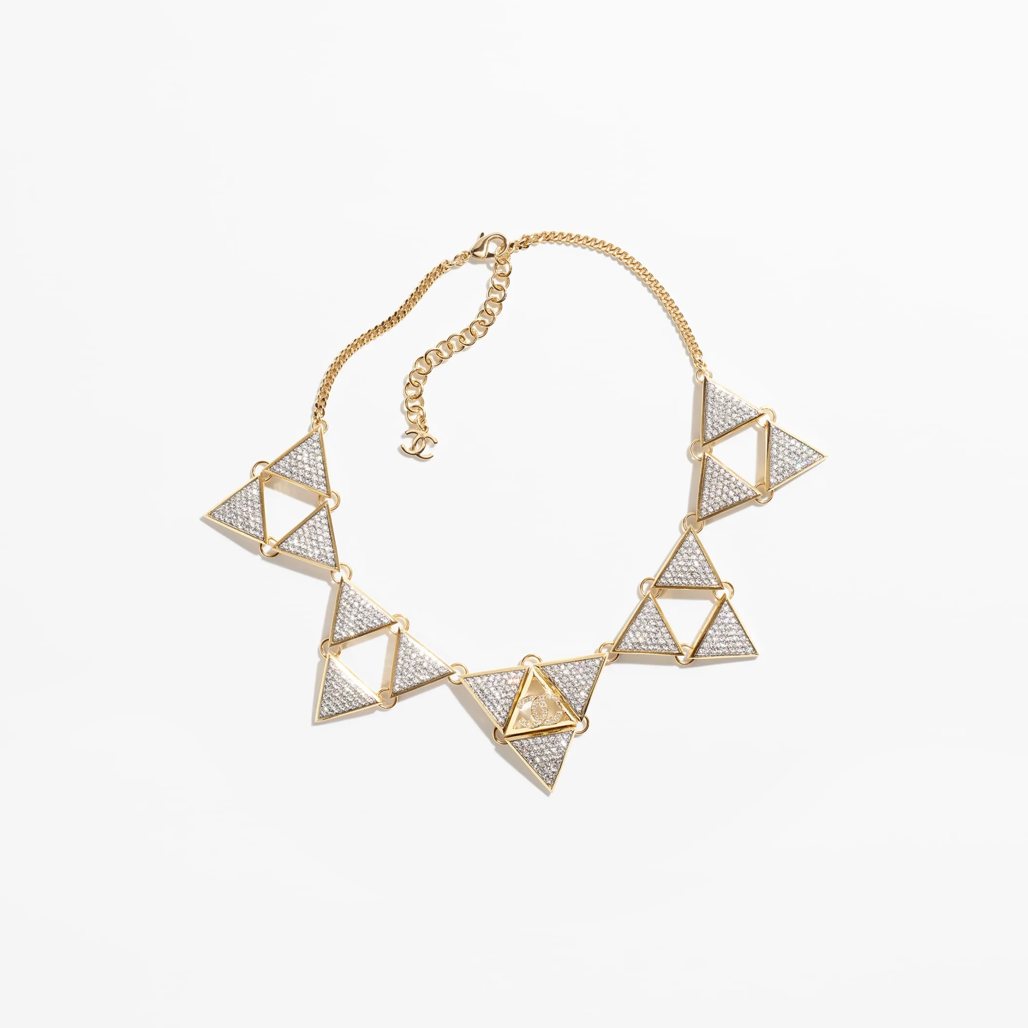 Gold Silver & Crystal fake chanel necklace