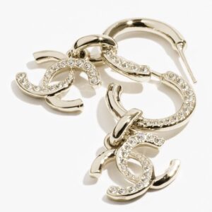 Gold & Crystal pendant Chanel earrings