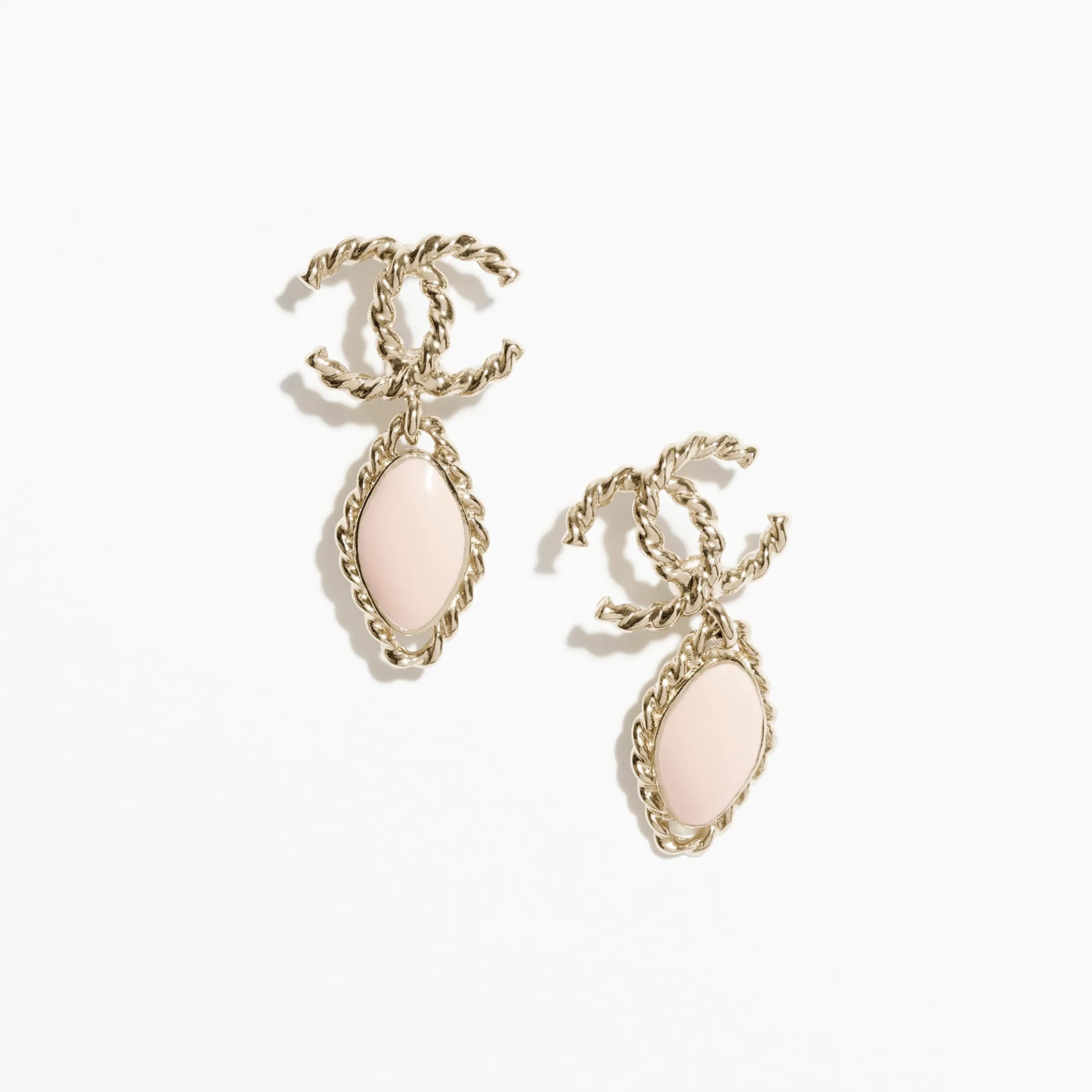 Gold & Pink pendant Fake chanel earrings