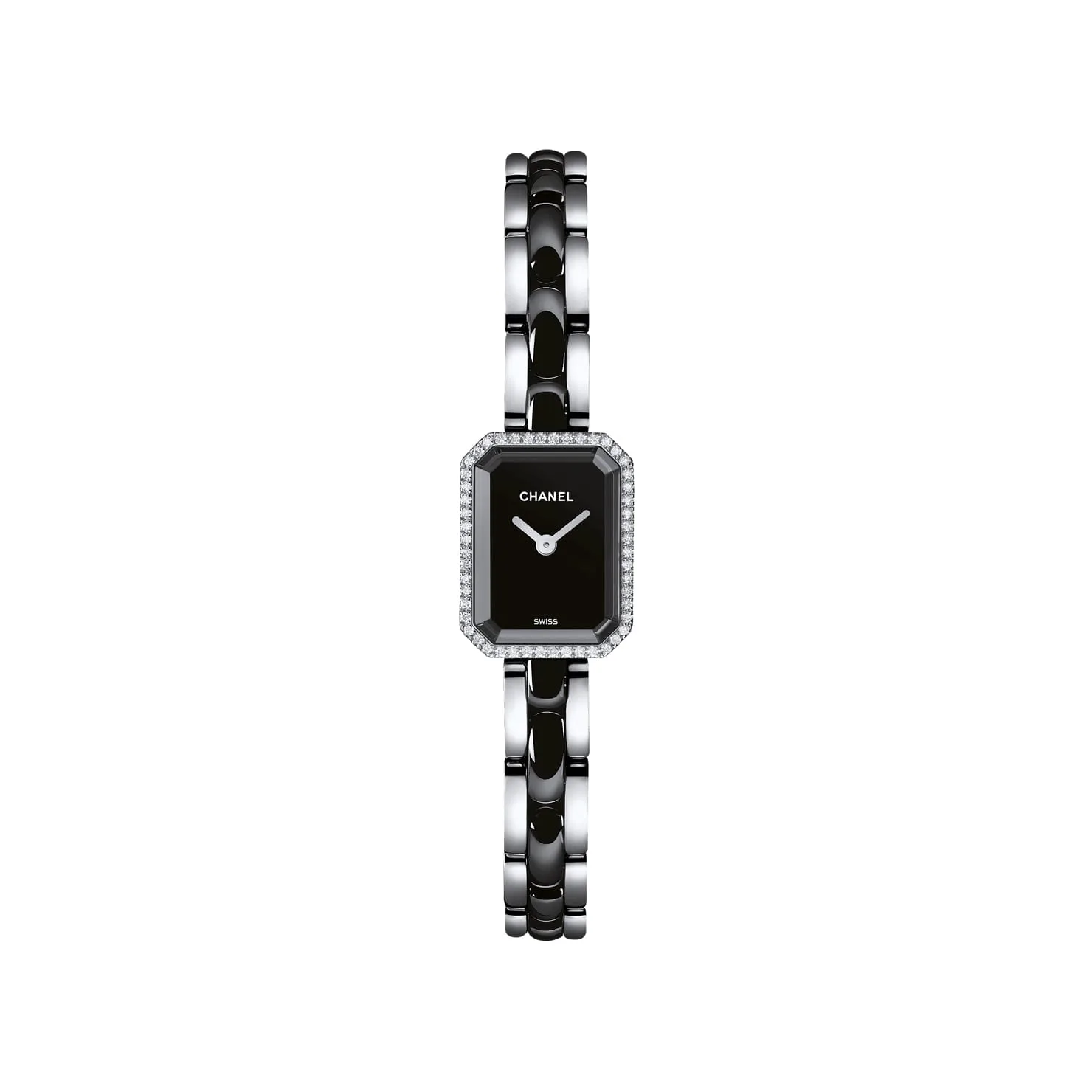 Fake Chanel Replica Watch Premiere Ceramic Watch Steel and black highly resistant ceramic diamonds black lacquer dial H2163