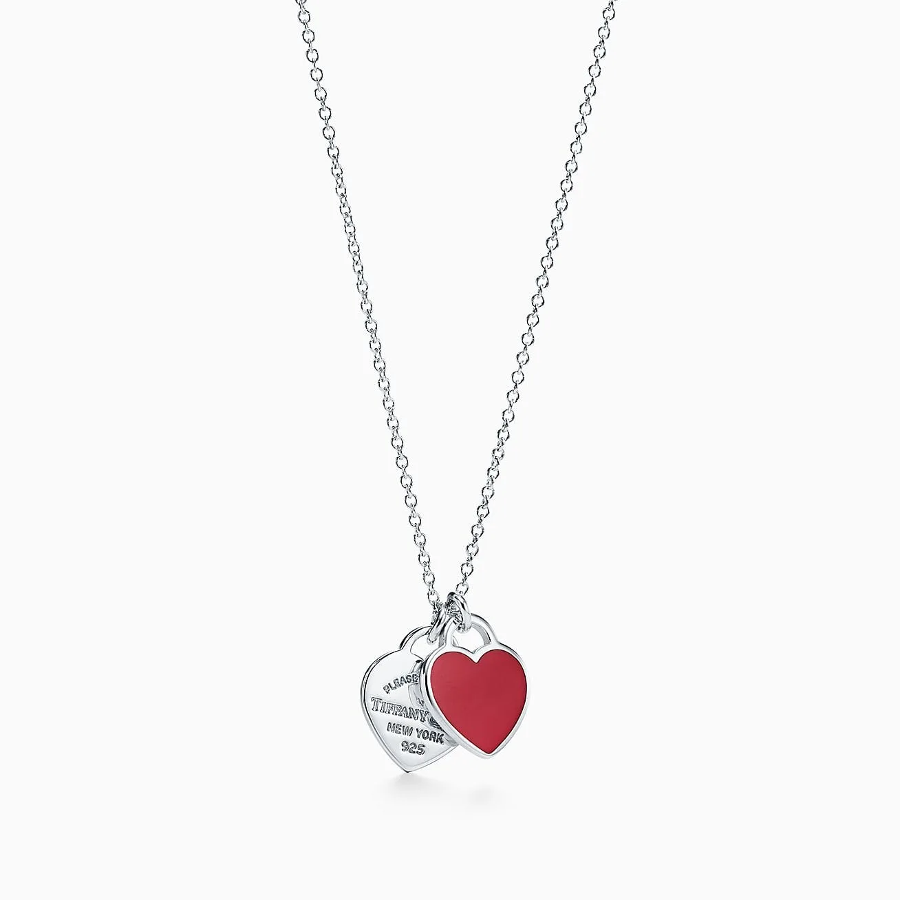 Return to Replica Tiffany necklace Red Double Heart Tag Pendant