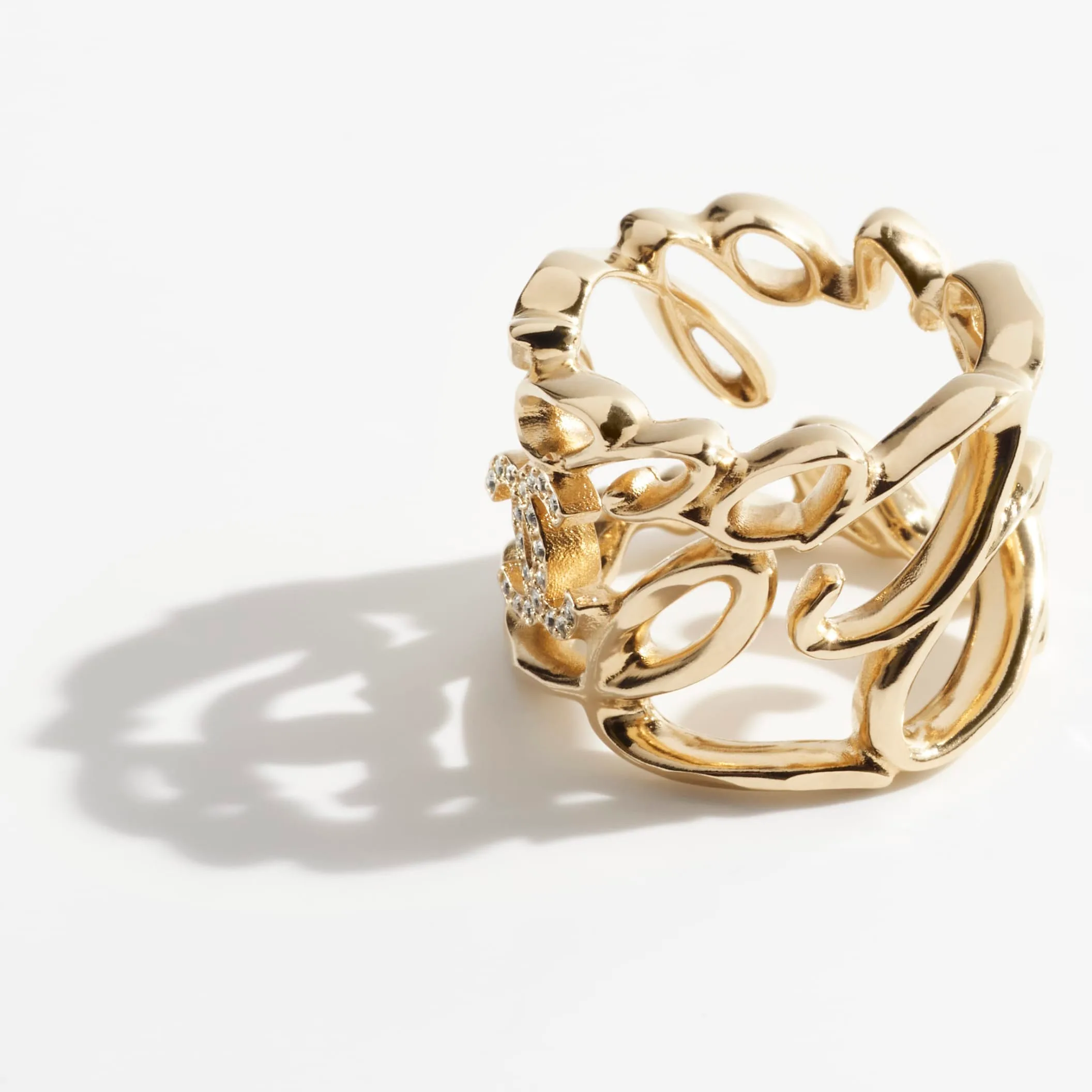 Gold & Crystal chanel dupes ring
