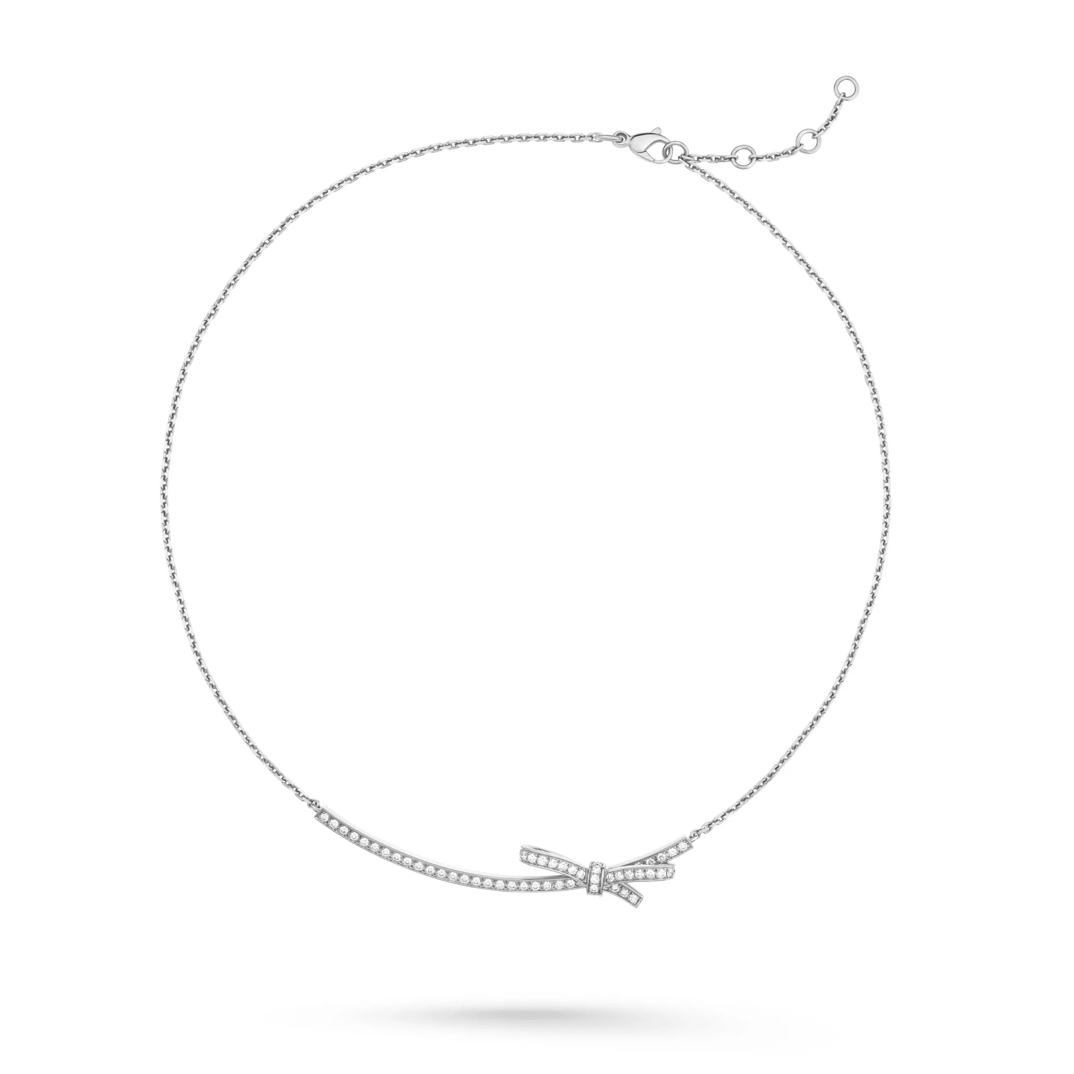 Ruban fake chanel necklace 18K white gold diamonds